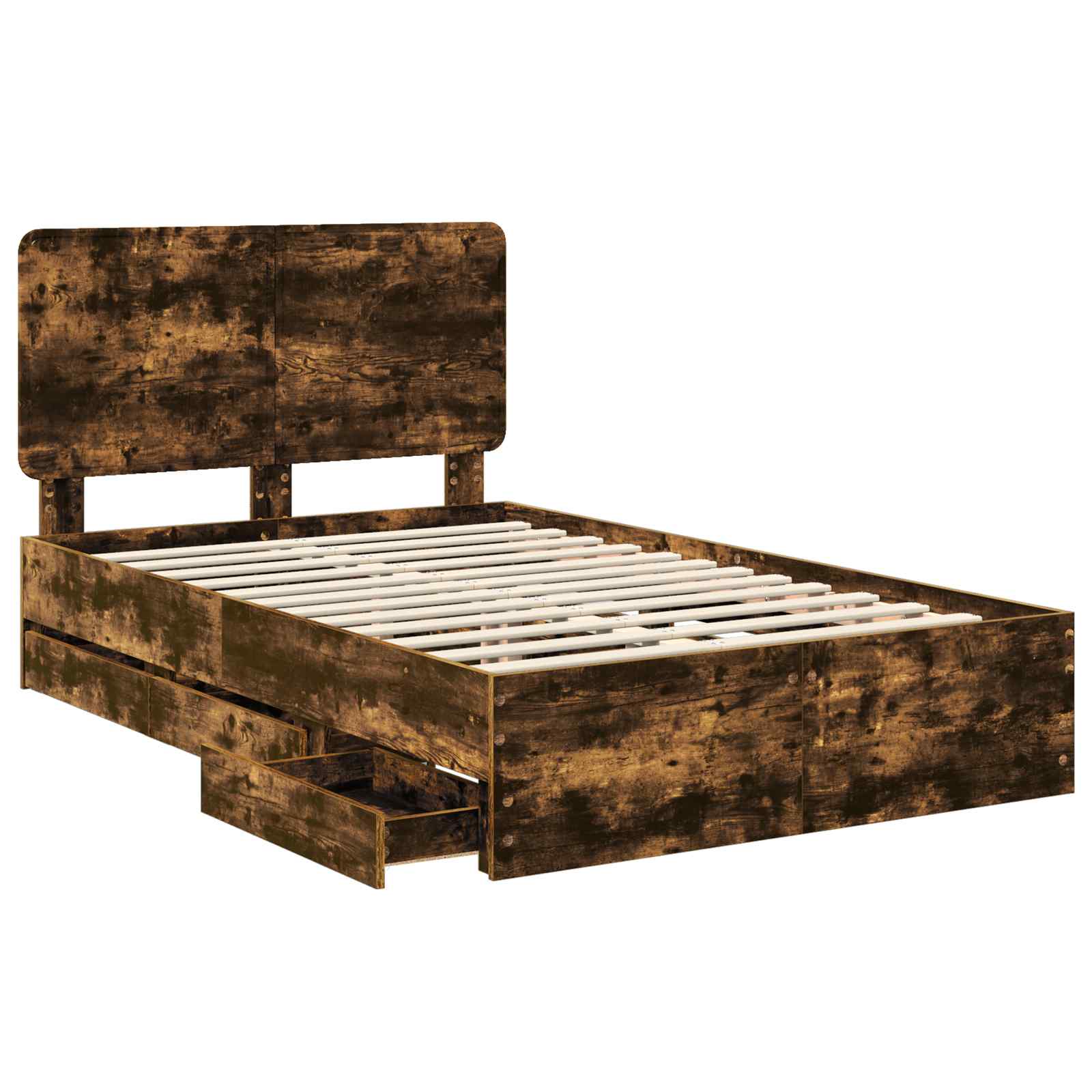 Bedframe met lade Gerookt eiken 120 x 190 cm Ingenieurshout is nu te koop bij PeponiXL, paradijselijk wonen!