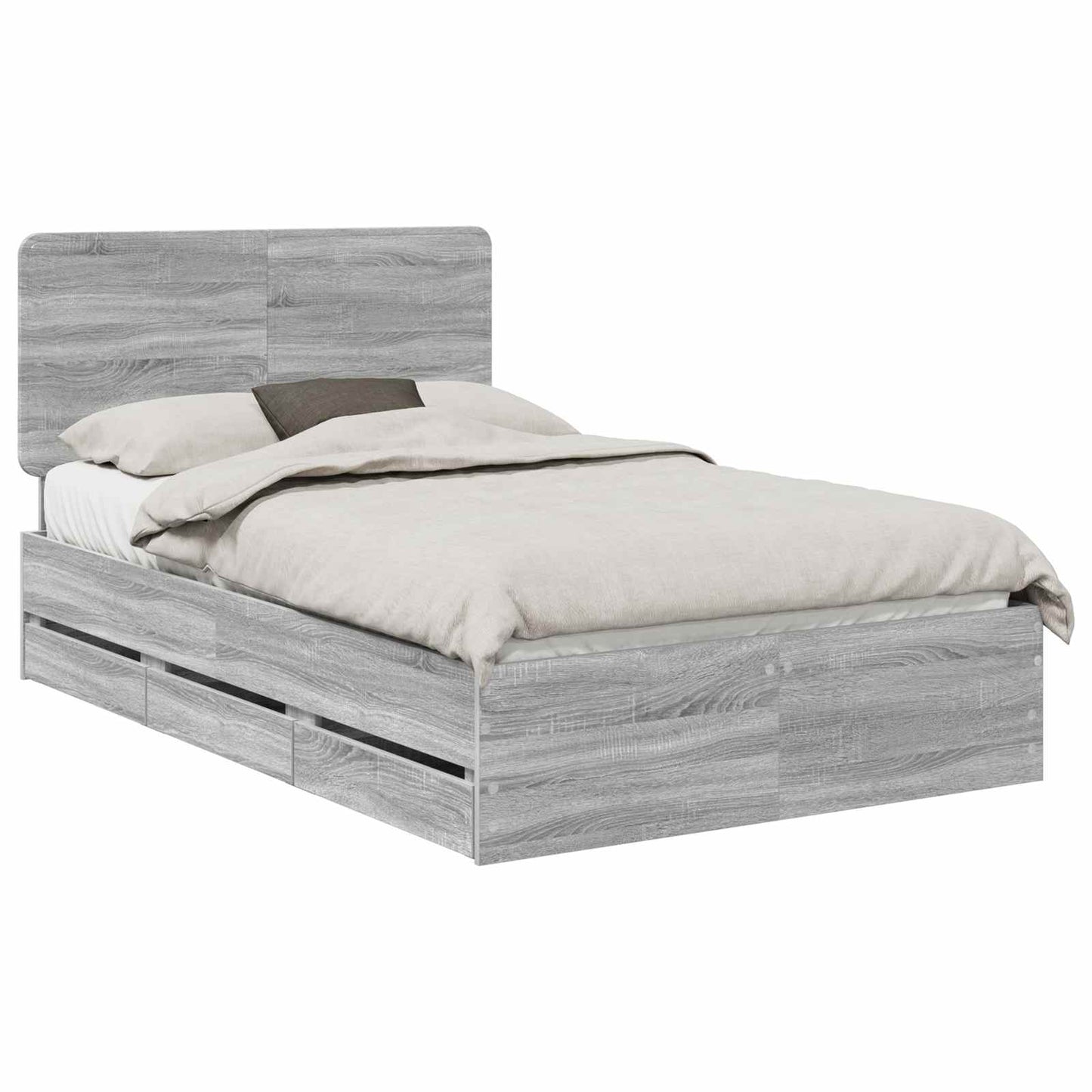 Bedframe met lade Grijs Sonoma 120 x 190 cm Ingenieurshout is nu te koop bij PeponiXL, paradijselijk wonen!