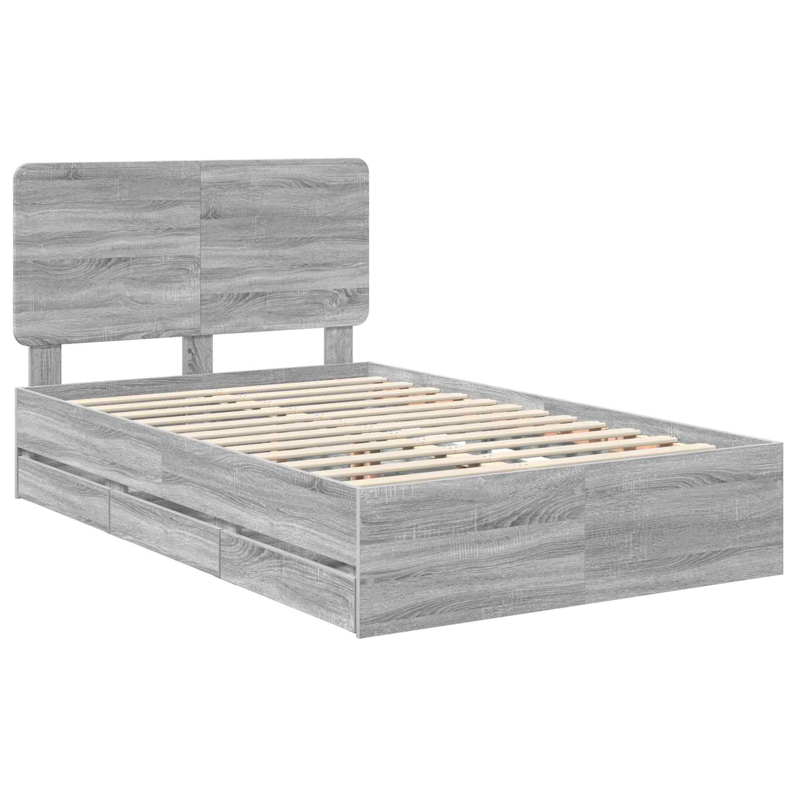 Bedframe met lade Grijs Sonoma 120 x 190 cm Ingenieurshout is nu te koop bij PeponiXL, paradijselijk wonen!