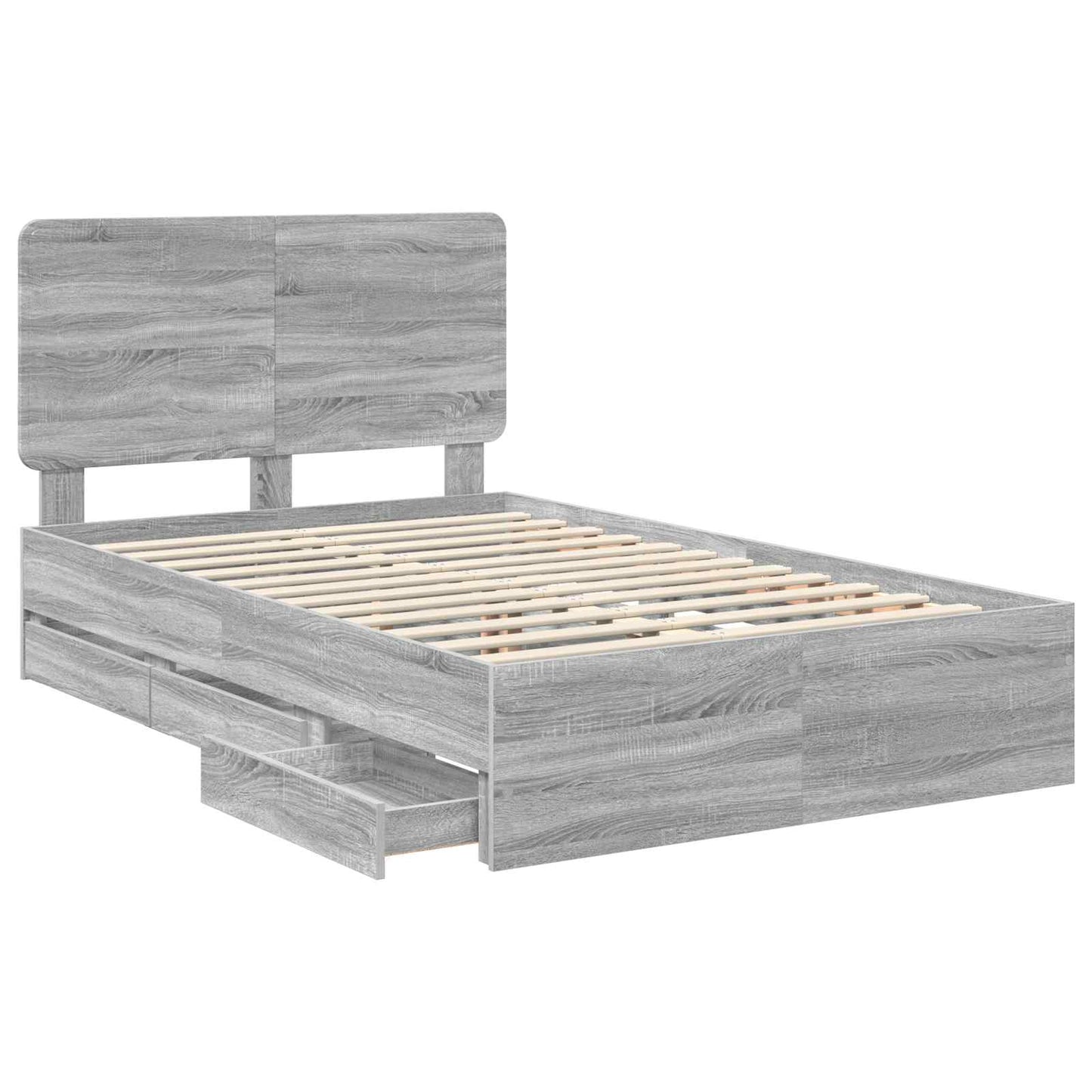 Bedframe met lade Grijs Sonoma 120 x 190 cm Ingenieurshout is nu te koop bij PeponiXL, paradijselijk wonen!