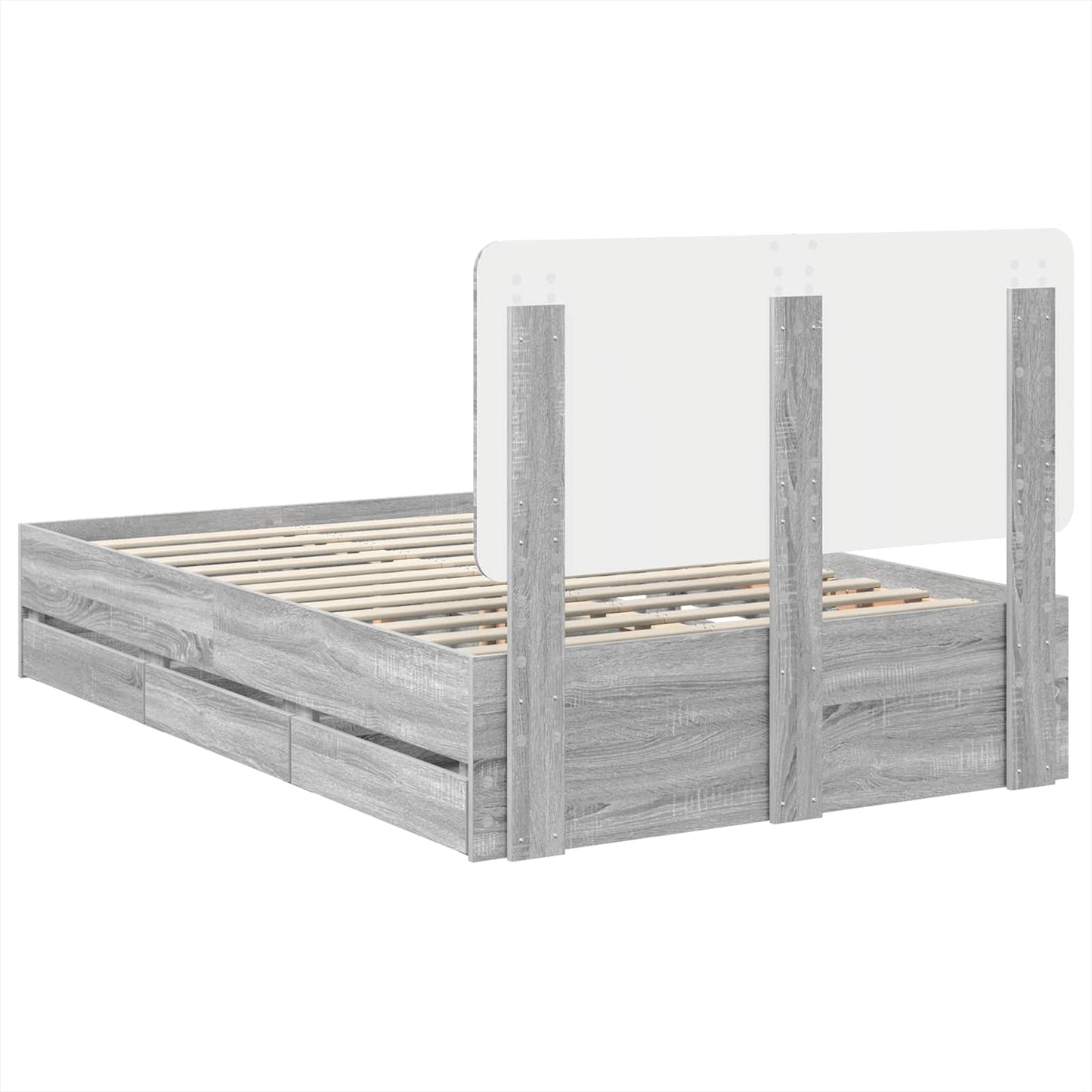 Bedframe met lade Grijs Sonoma 120 x 190 cm Ingenieurshout is nu te koop bij PeponiXL, paradijselijk wonen!