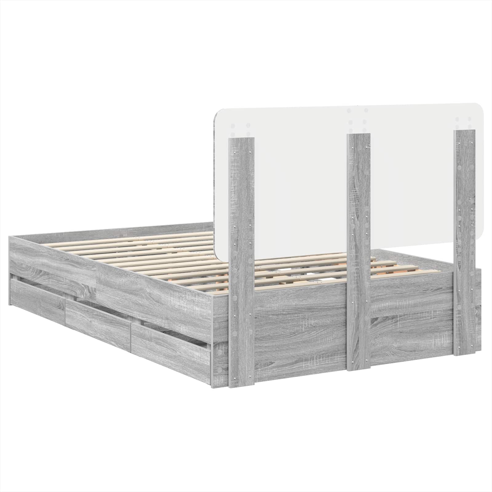 Bedframe met lade Grijs Sonoma 120 x 190 cm Ingenieurshout is nu te koop bij PeponiXL, paradijselijk wonen!