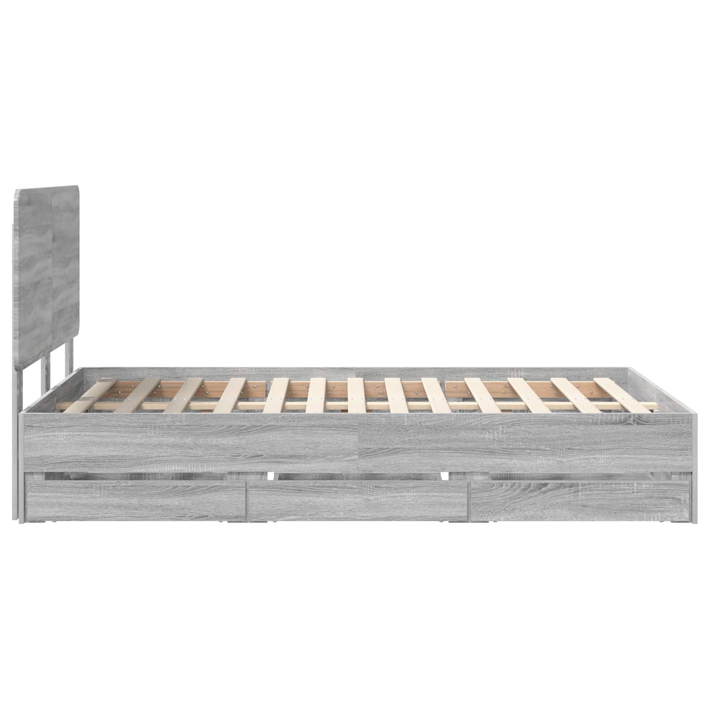 Bedframe met lade Grijs Sonoma 120 x 190 cm Ingenieurshout is nu te koop bij PeponiXL, paradijselijk wonen!