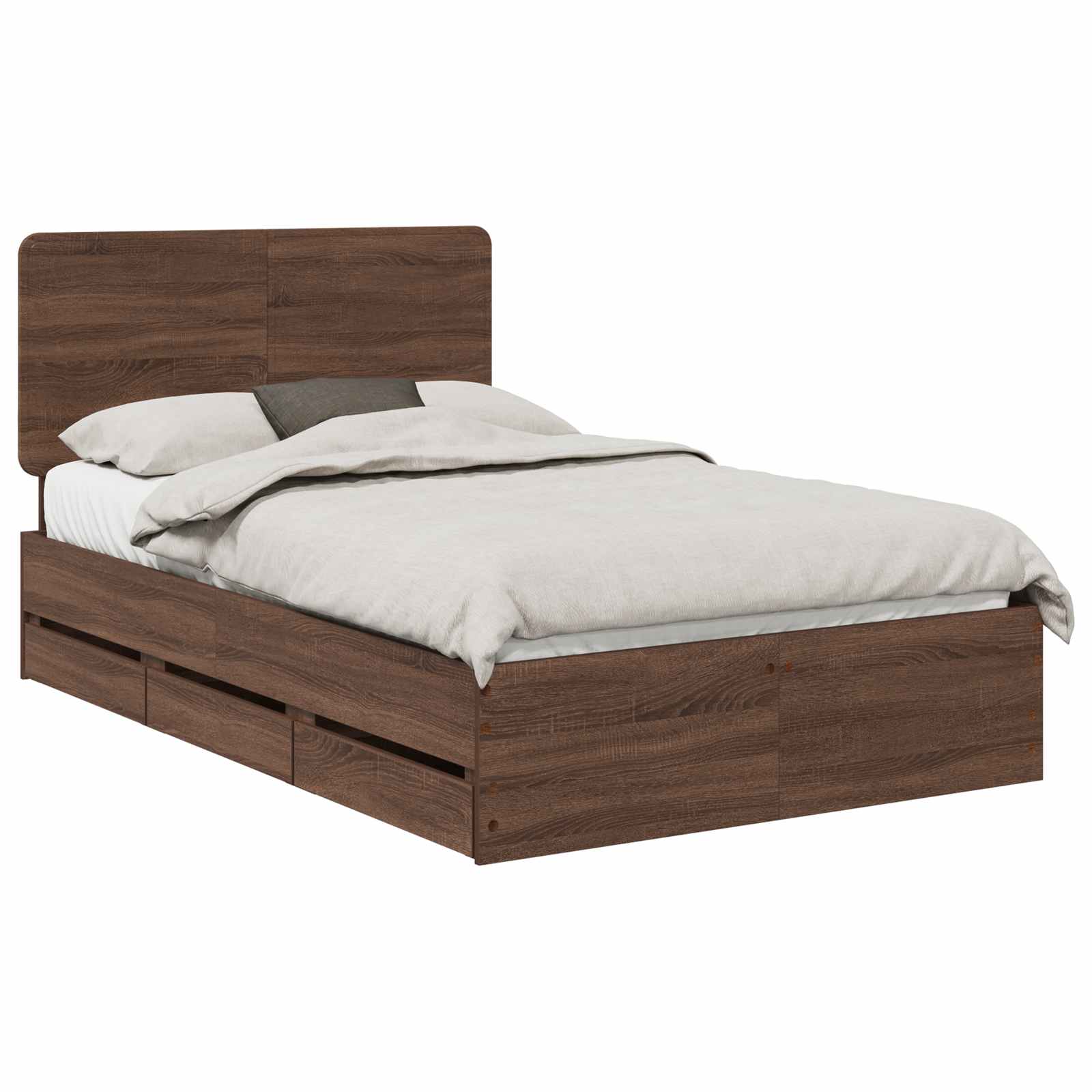 Bedframe met lade Bruin Eiken 120 x 190 cm Ingenieurshout is nu te koop bij PeponiXL, paradijselijk wonen!