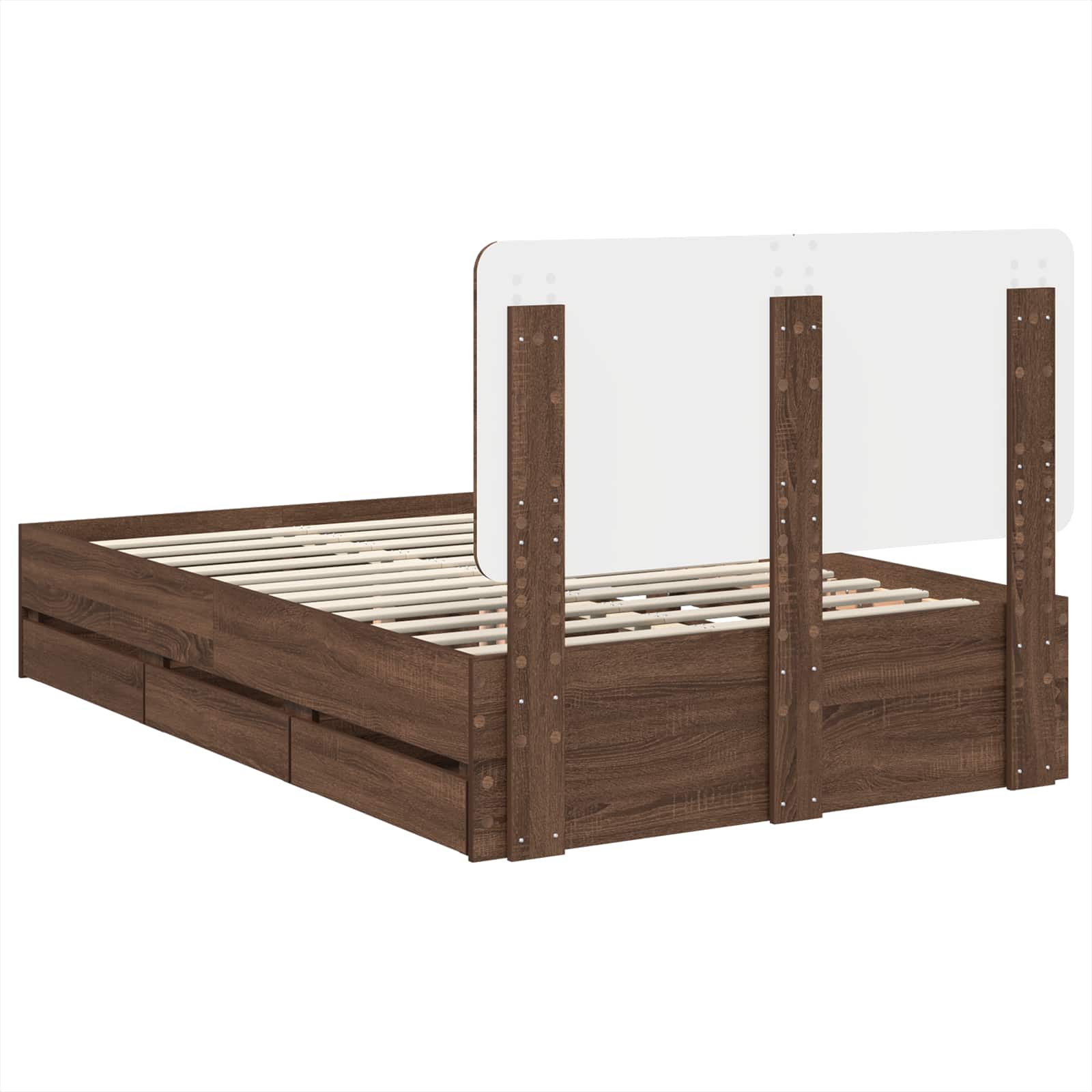 Bedframe met lade Bruin Eiken 120 x 190 cm Ingenieurshout is nu te koop bij PeponiXL, paradijselijk wonen!