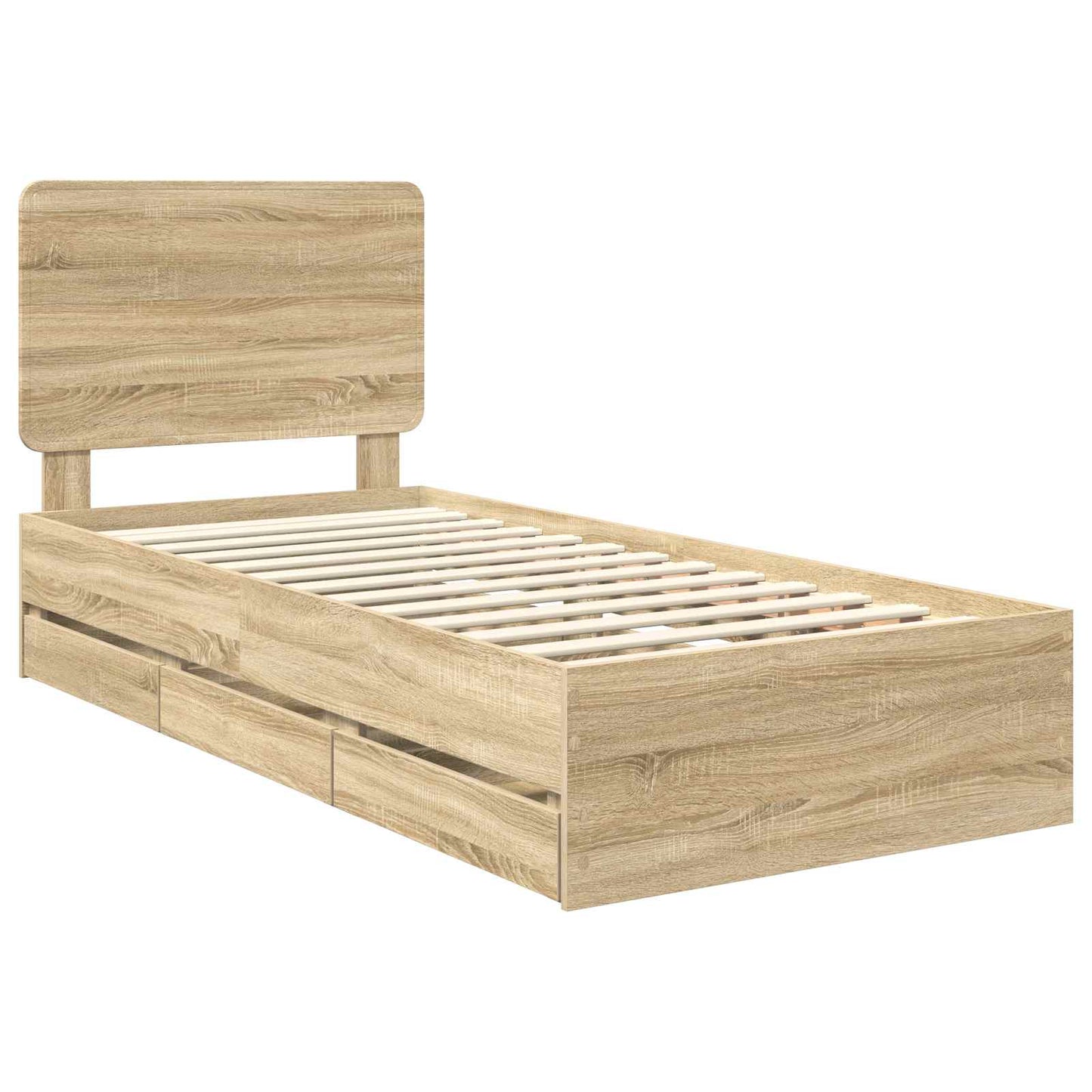 Bedframe met lade Sonoma Eiken 100 x 200 cm Ingenieurshout is nu te koop bij PeponiXL, paradijselijk wonen!