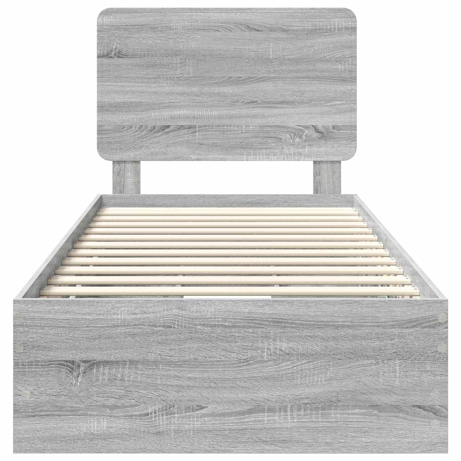 Bedframe met lade Grijs Sonoma 100 x 200 cm Ingenieurshout is nu te koop bij PeponiXL, paradijselijk wonen!