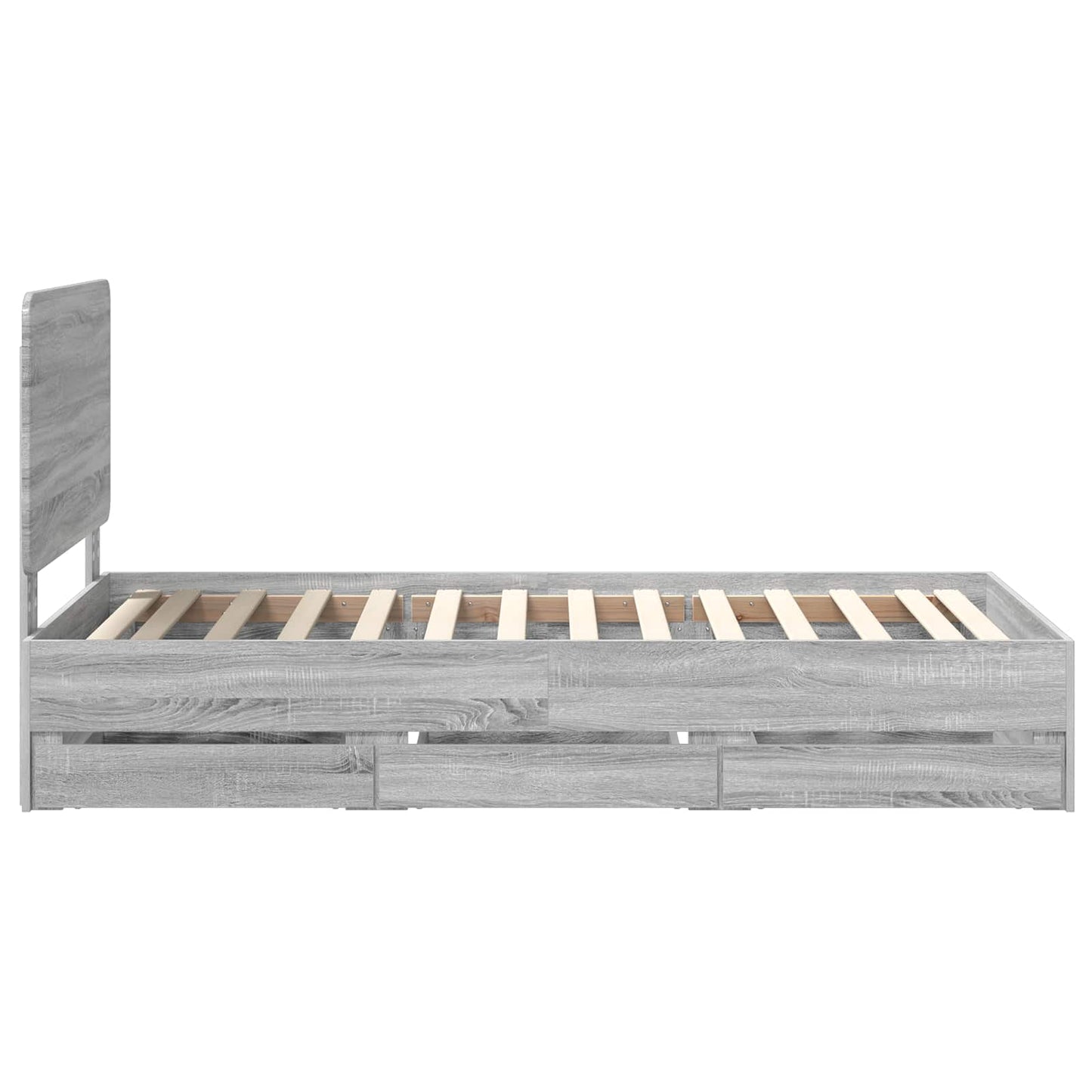 Bedframe met lade Grijs Sonoma 100 x 200 cm Ingenieurshout is nu te koop bij PeponiXL, paradijselijk wonen!