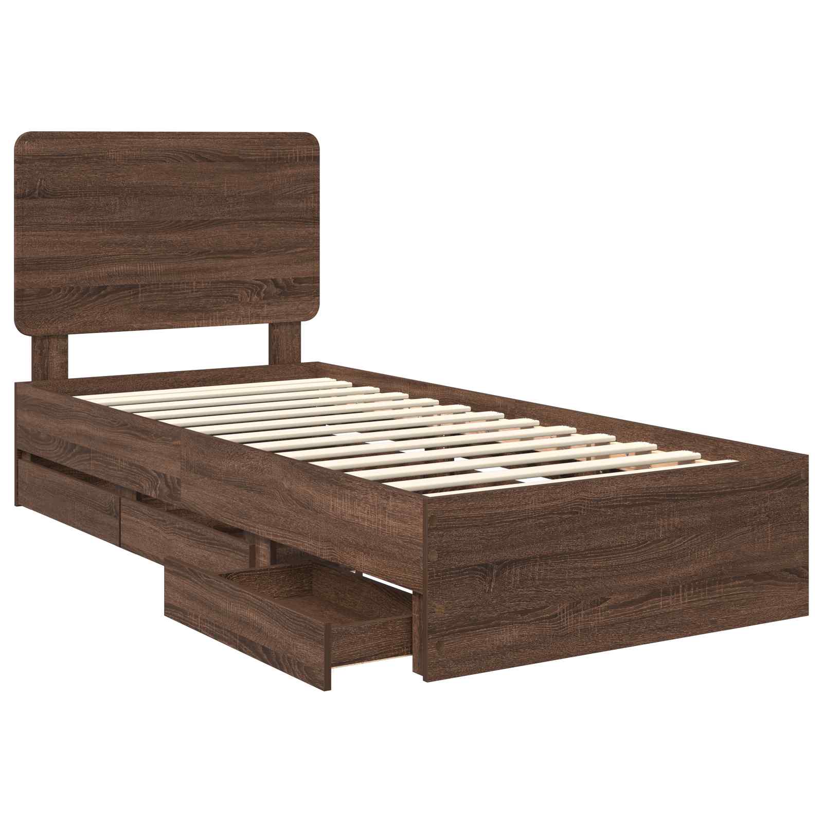 Bedframe met lade Bruin Eiken 100 x 200 cm Ingenieurshout is nu te koop bij PeponiXL, paradijselijk wonen!