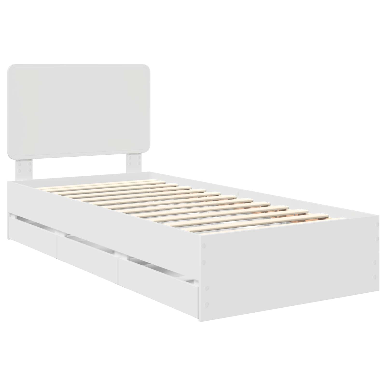 Bedframe met lade met hoofdeinde Wit 90 x 200 cm Ingenieurshout is nu te koop bij PeponiXL, paradijselijk wonen!