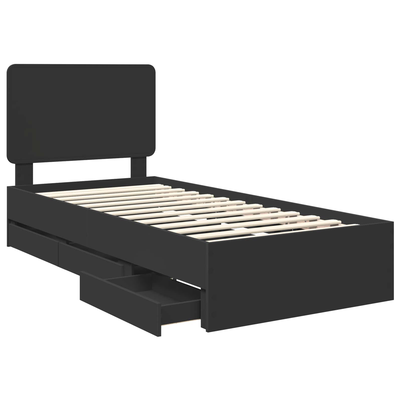 Bedframe met lade met opslag Zwart 90 x 200 cm Ingenieurshout is nu te koop bij PeponiXL, paradijselijk wonen!