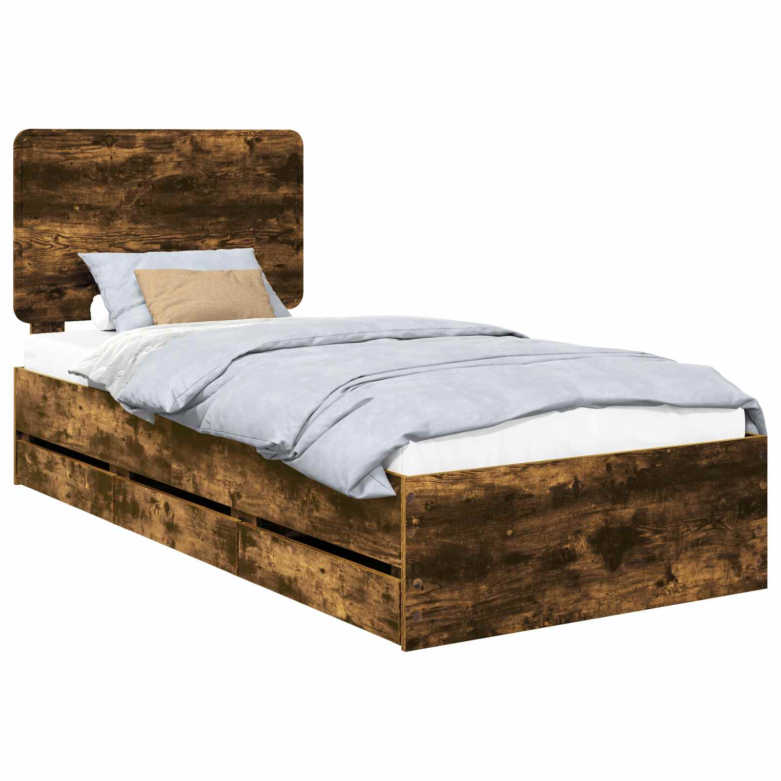 Bedframe met lade Gerookt eiken 90 x 200 cm Ingenieurshout is nu te koop bij PeponiXL, paradijselijk wonen!