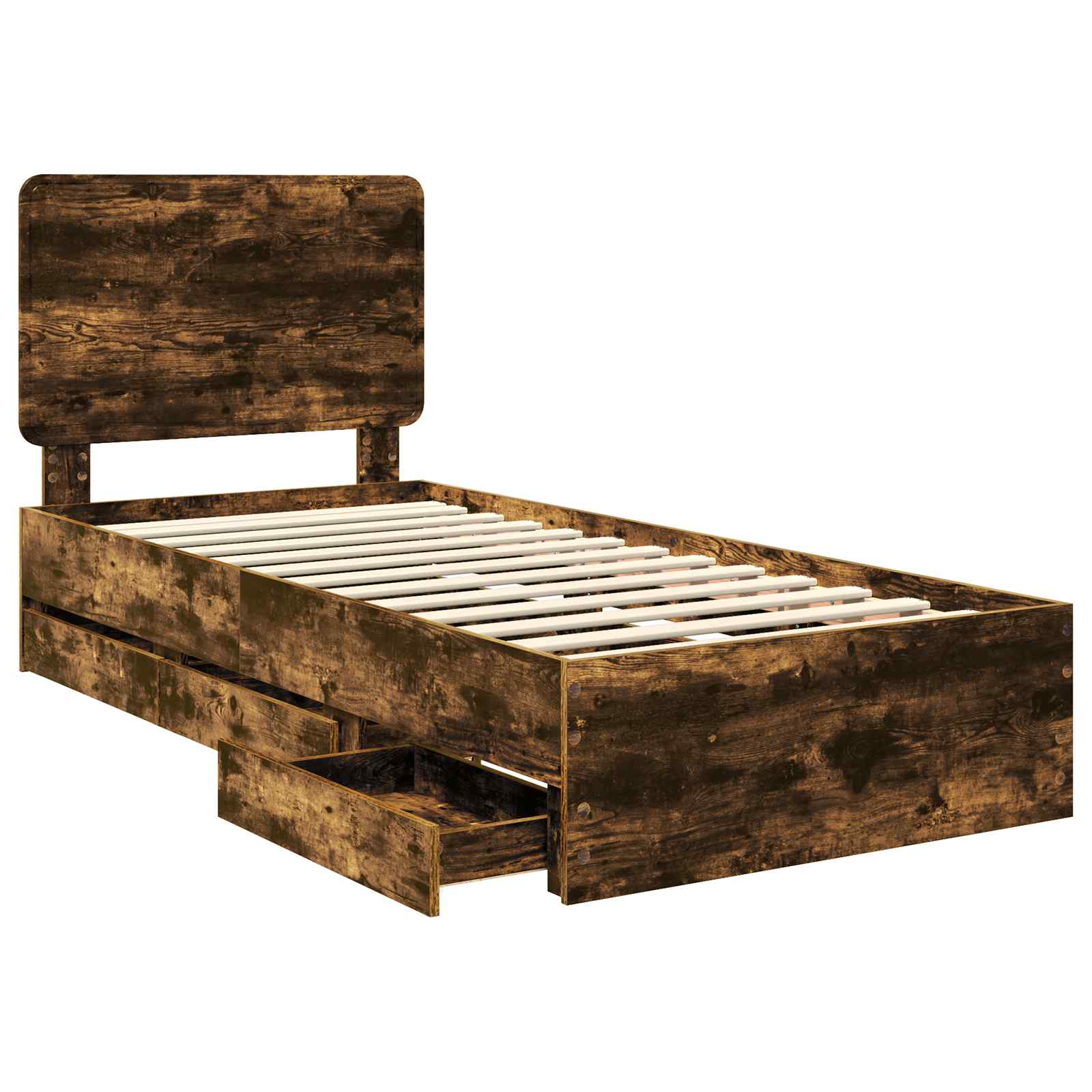 Bedframe met lade Gerookt eiken 90 x 200 cm Ingenieurshout is nu te koop bij PeponiXL, paradijselijk wonen!
