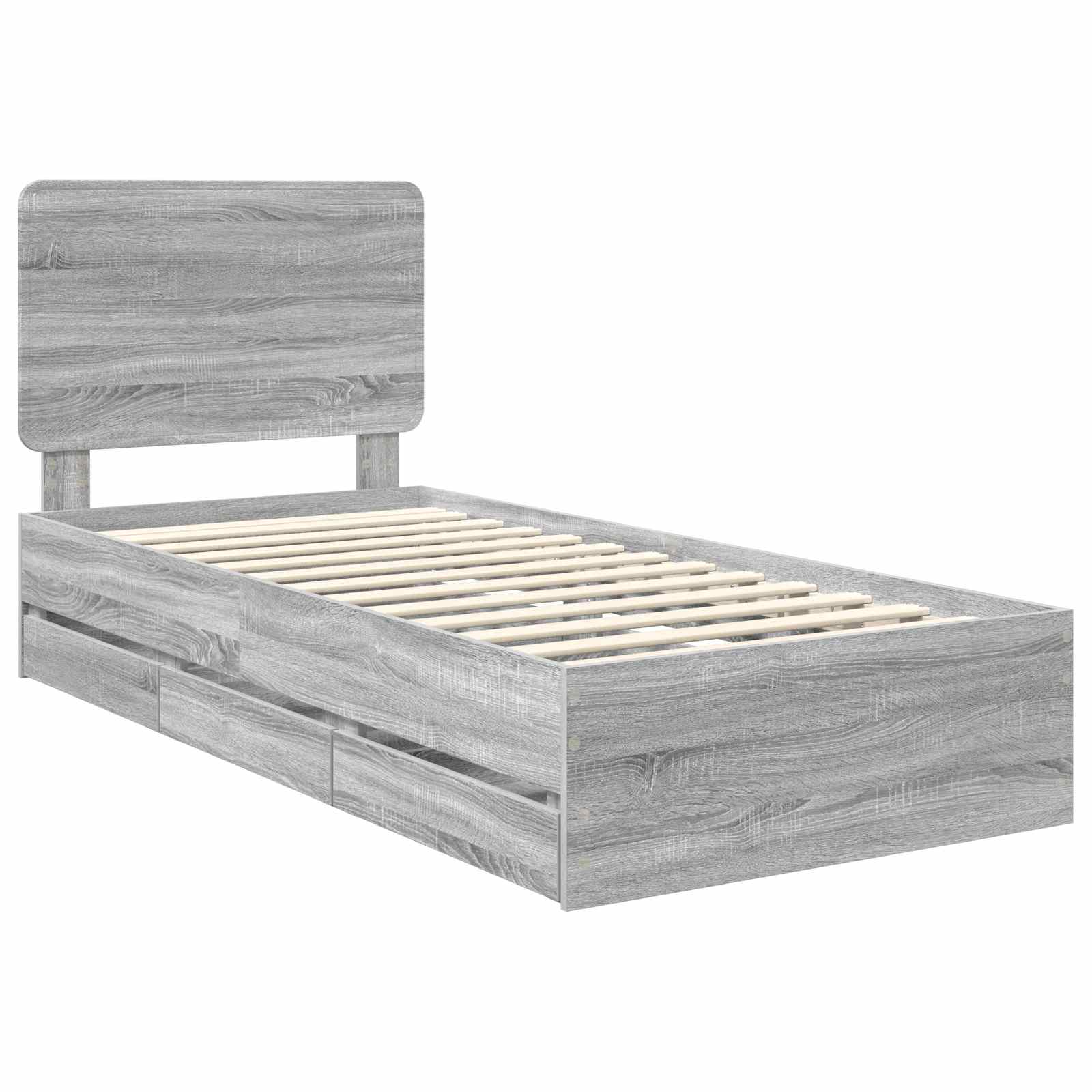 Bedframe met lade Grijs Sonoma 90 x 200 cm Ingenieurshout is nu te koop bij PeponiXL, paradijselijk wonen!