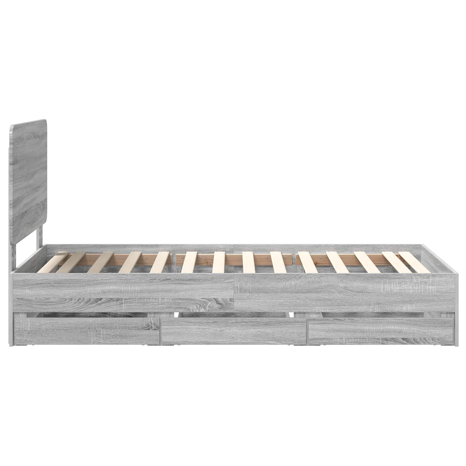 Bedframe met lade Grijs Sonoma 90 x 200 cm Ingenieurshout is nu te koop bij PeponiXL, paradijselijk wonen!