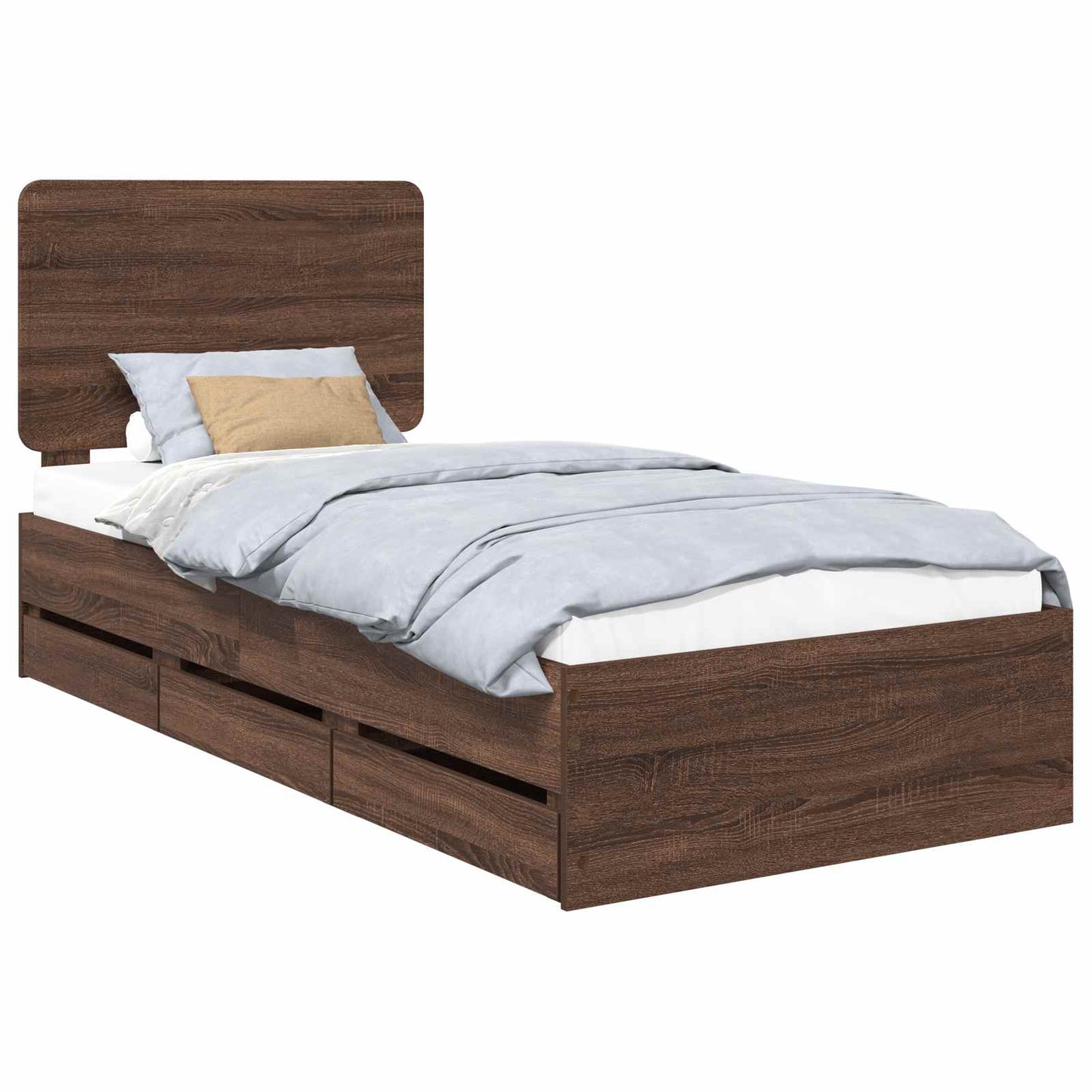 Bedframe met lade Bruin Eiken 90 x 200 cm Ingenieurshout is nu te koop bij PeponiXL, paradijselijk wonen!