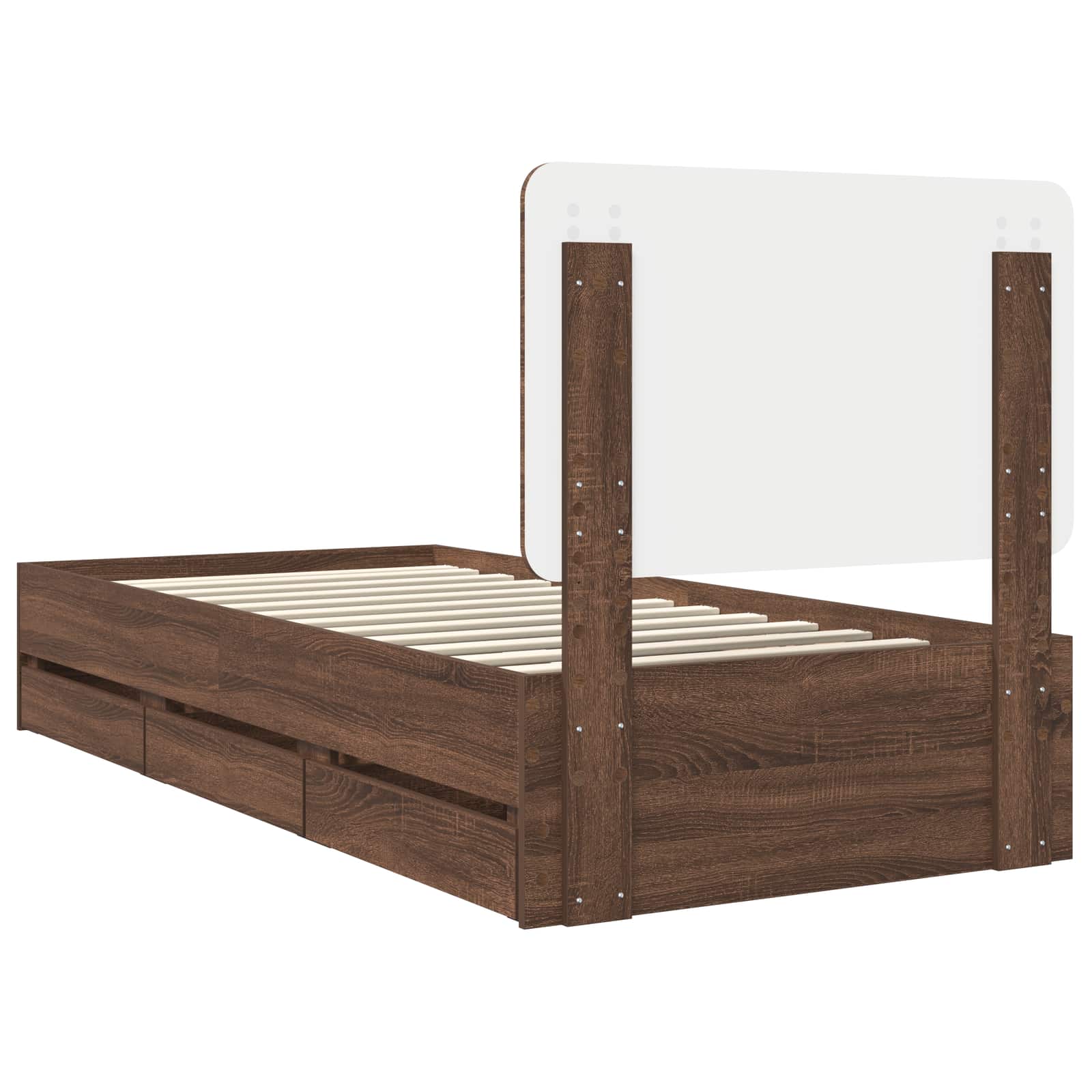 Bedframe met lade Bruin Eiken 90 x 200 cm Ingenieurshout is nu te koop bij PeponiXL, paradijselijk wonen!