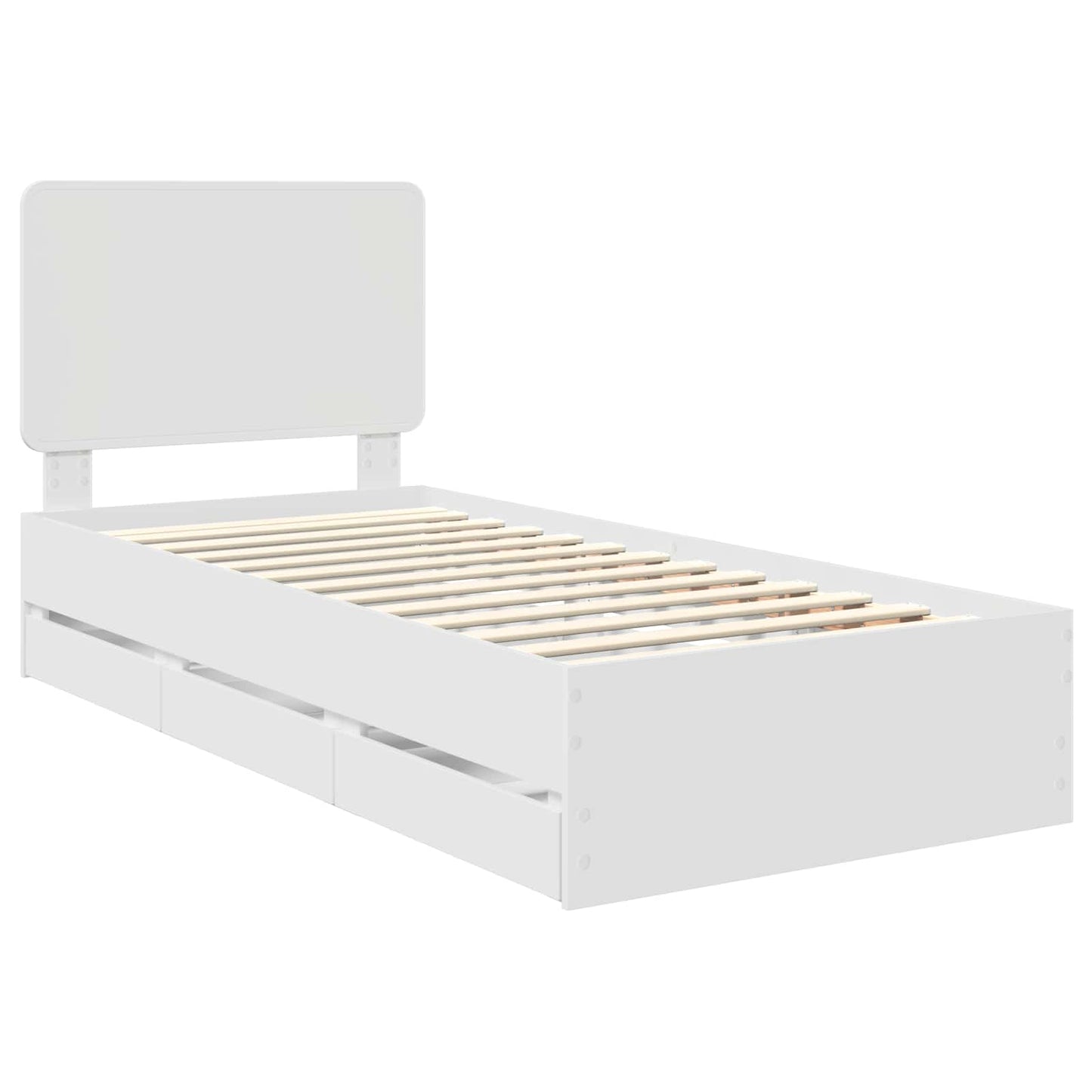 Bedframe met lade met hoofdeinde Wit 90 x 190 cm Ingenieurshout is nu te koop bij PeponiXL, paradijselijk wonen!