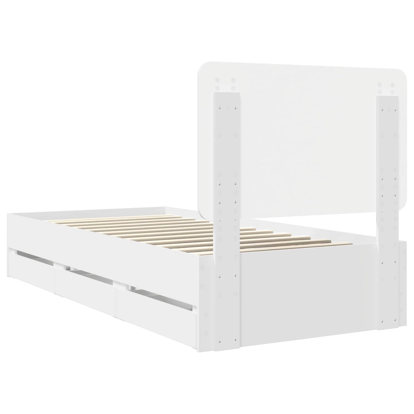 Bedframe met lade met hoofdeinde Wit 90 x 190 cm Ingenieurshout is nu te koop bij PeponiXL, paradijselijk wonen!