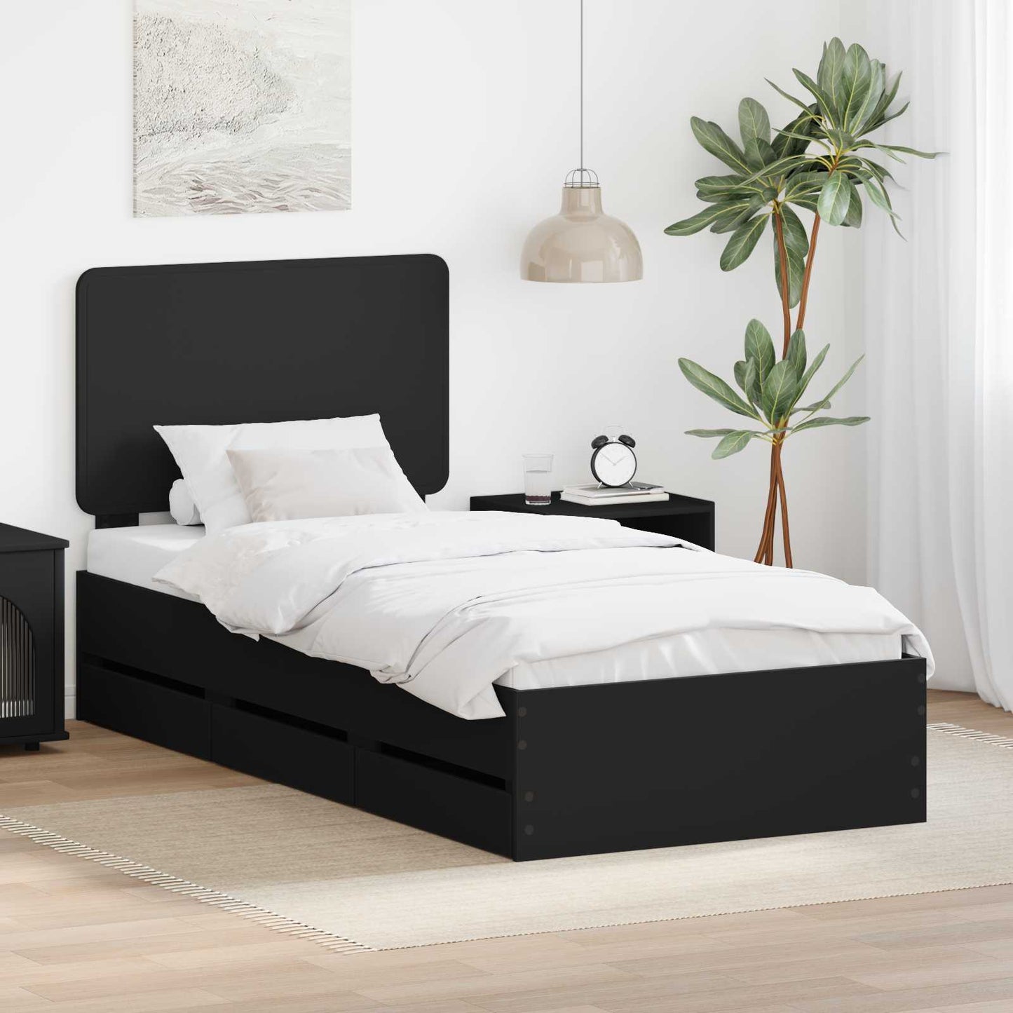 Bedframe met lade met opslag Zwart 90 x 190 cm Ingenieurshout is nu te koop bij PeponiXL, paradijselijk wonen!