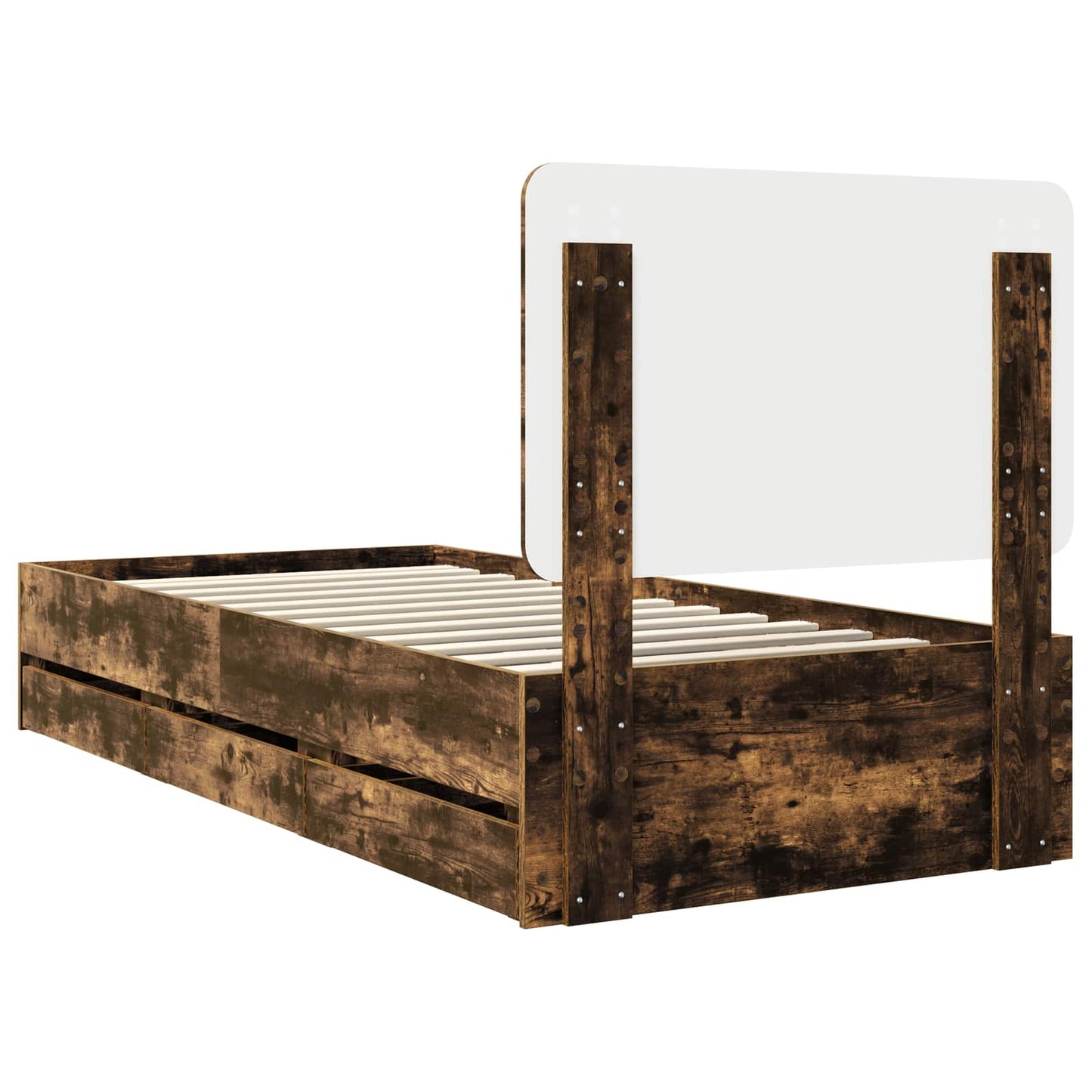 Bedframe met lade Gerookt eiken 90 x 190 cm Ingenieurshout is nu te koop bij PeponiXL, paradijselijk wonen!