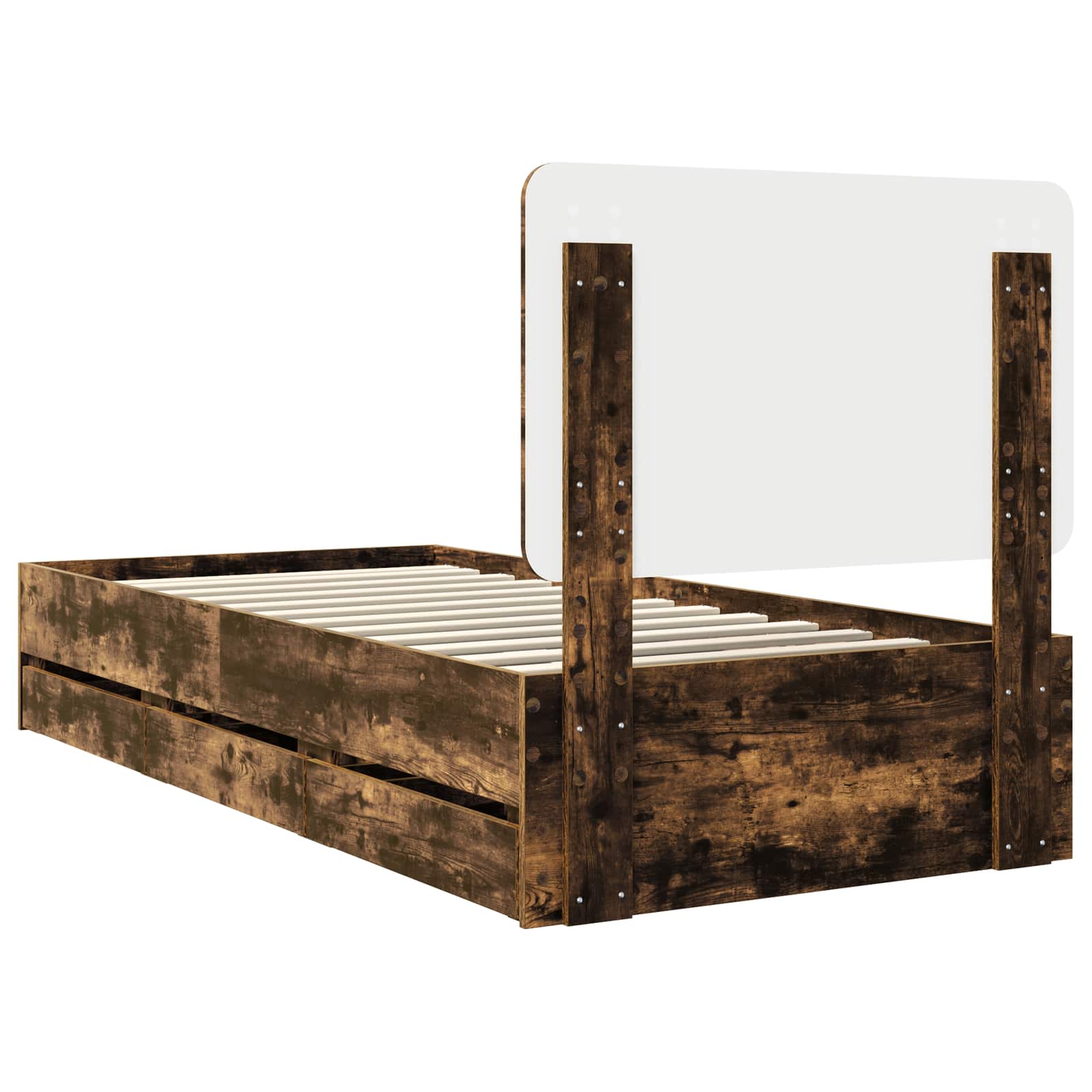 Bedframe met lade Gerookt eiken 90 x 190 cm Ingenieurshout is nu te koop bij PeponiXL, paradijselijk wonen!