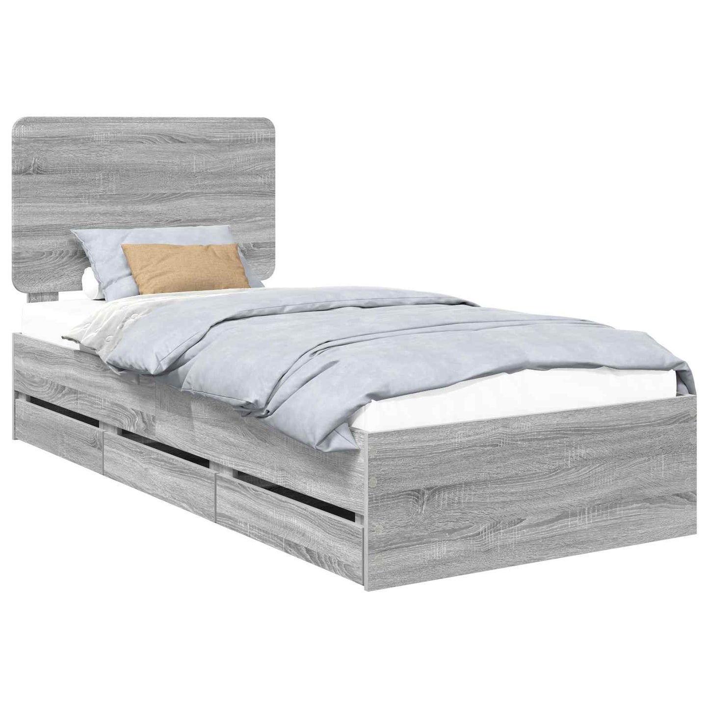 Bedframe met lade Grijs Sonoma 90 x 190 cm Ingenieurshout is nu te koop bij PeponiXL, paradijselijk wonen!