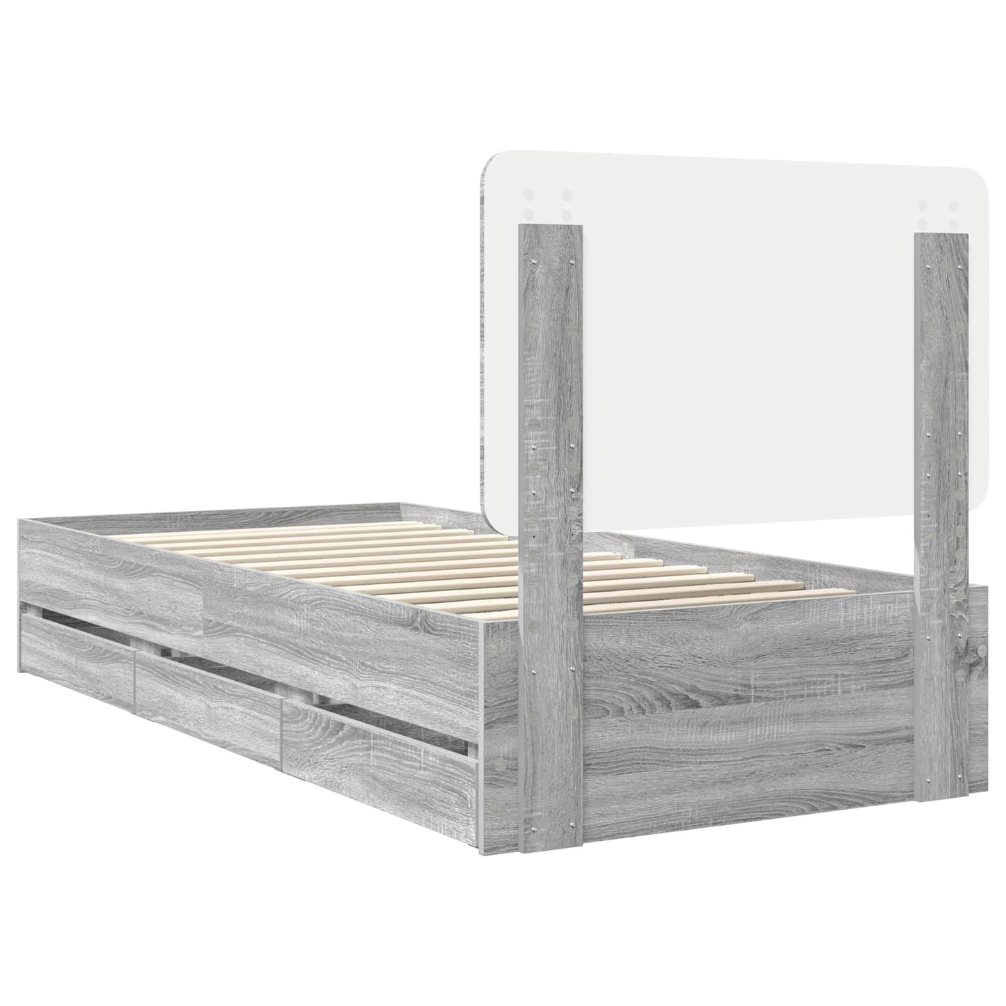 Bedframe met lade Grijs Sonoma 90 x 190 cm Ingenieurshout is nu te koop bij PeponiXL, paradijselijk wonen!