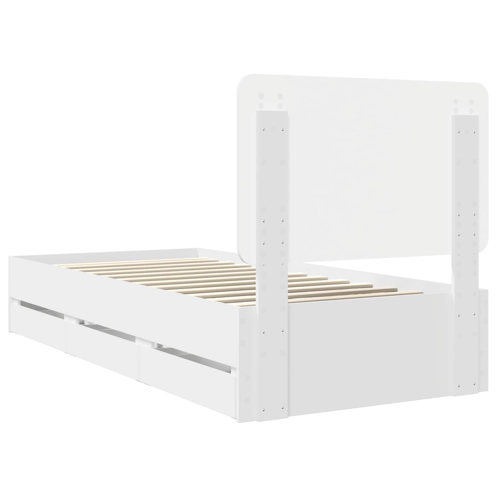 Bedframe met lade met hoofdeinde Wit 75 x 190 cm Ingenieurshout is nu te koop bij PeponiXL, paradijselijk wonen!