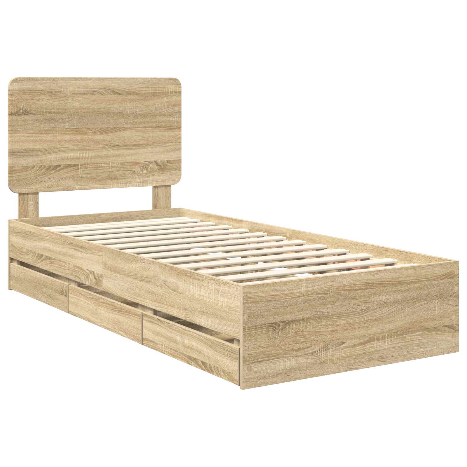 Bedframe met lade Sonoma Eiken 75 x 190 cm Ingenieurshout is nu te koop bij PeponiXL, paradijselijk wonen!