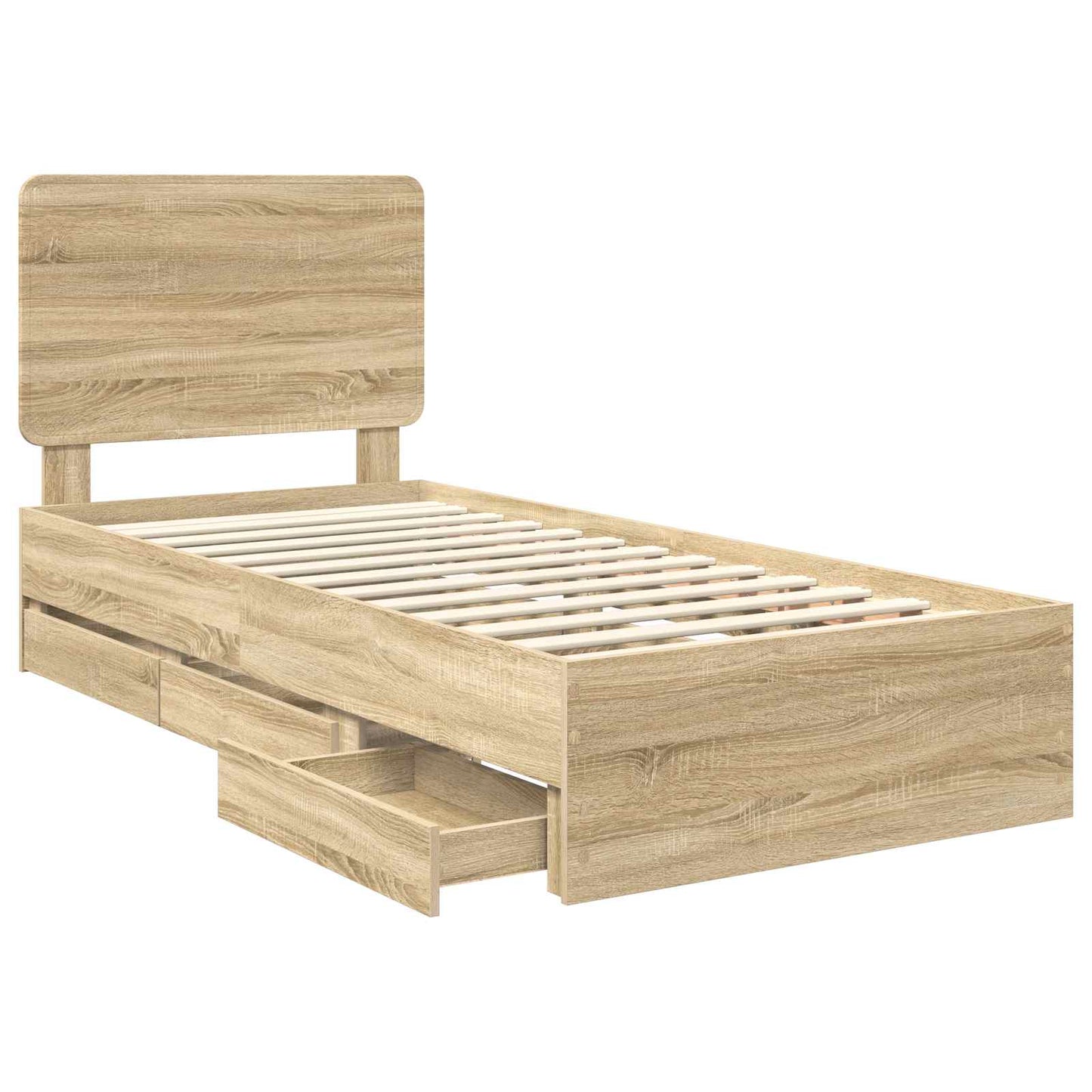 Bedframe met lade Sonoma Eiken 75 x 190 cm Ingenieurshout is nu te koop bij PeponiXL, paradijselijk wonen!