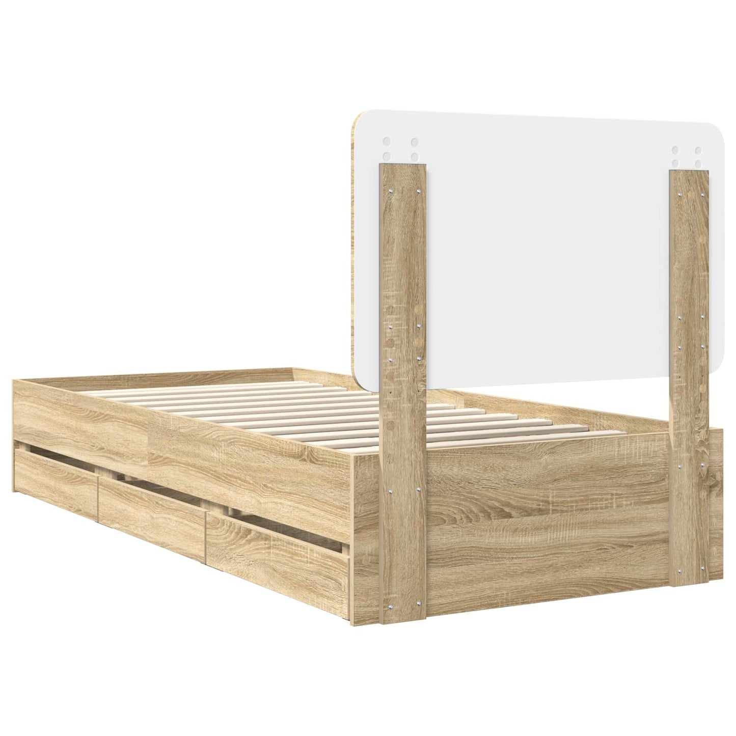 Bedframe met lade Sonoma Eiken 75 x 190 cm Ingenieurshout is nu te koop bij PeponiXL, paradijselijk wonen!