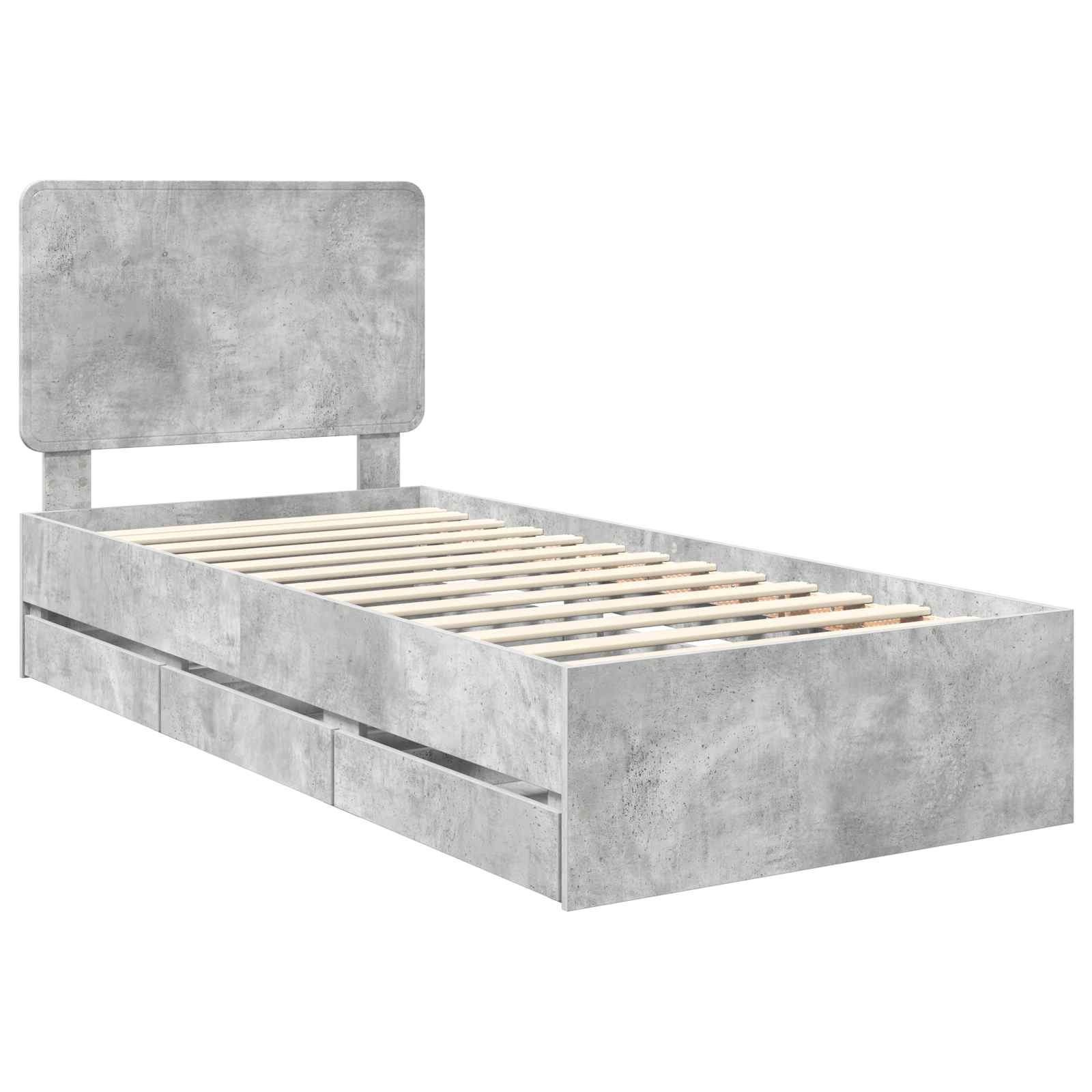 Bedframe met lade Beton Grijs 75 x 190 cm Ingenieurshout is nu te koop bij PeponiXL, paradijselijk wonen!