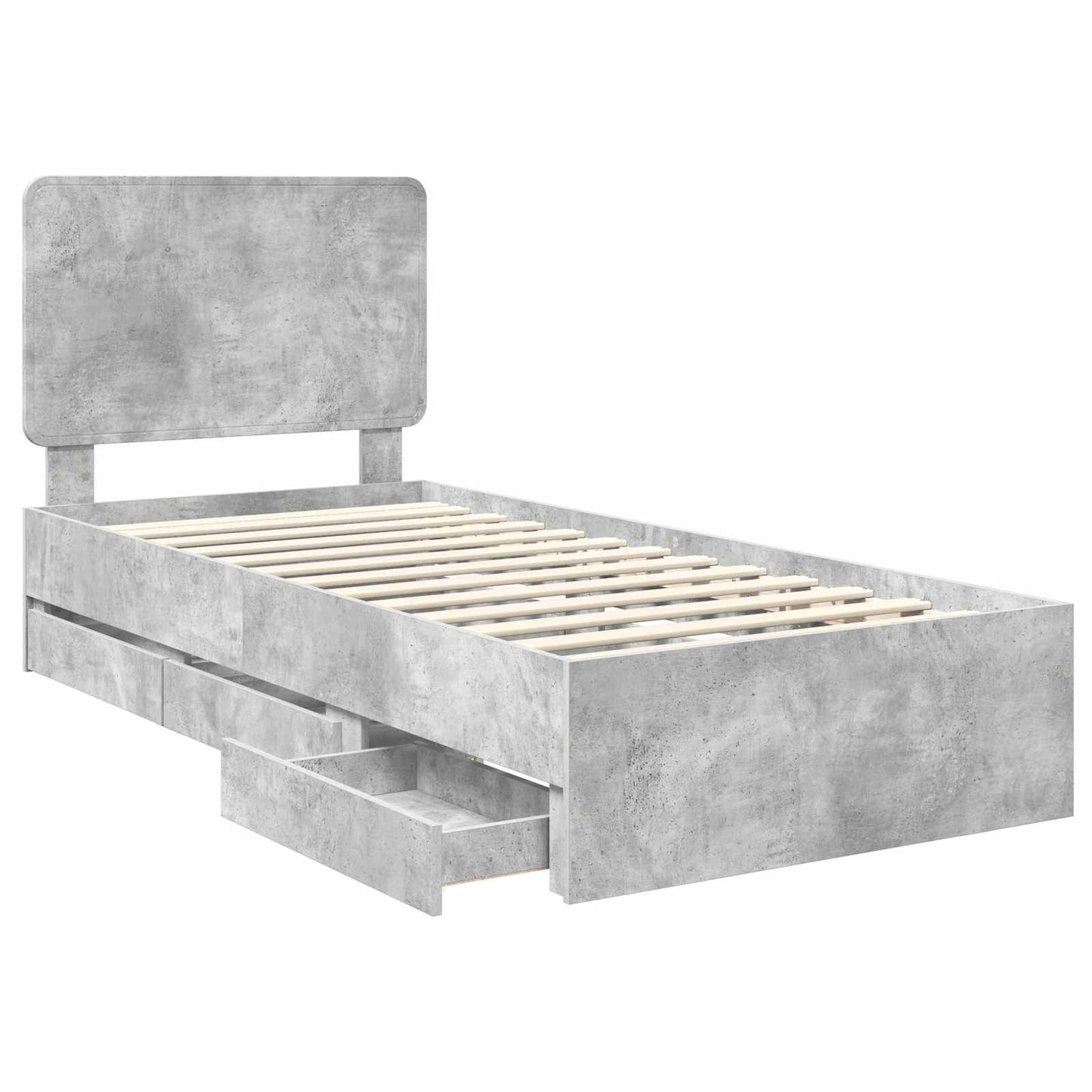 Bedframe met lade Beton Grijs 75 x 190 cm Ingenieurshout is nu te koop bij PeponiXL, paradijselijk wonen!