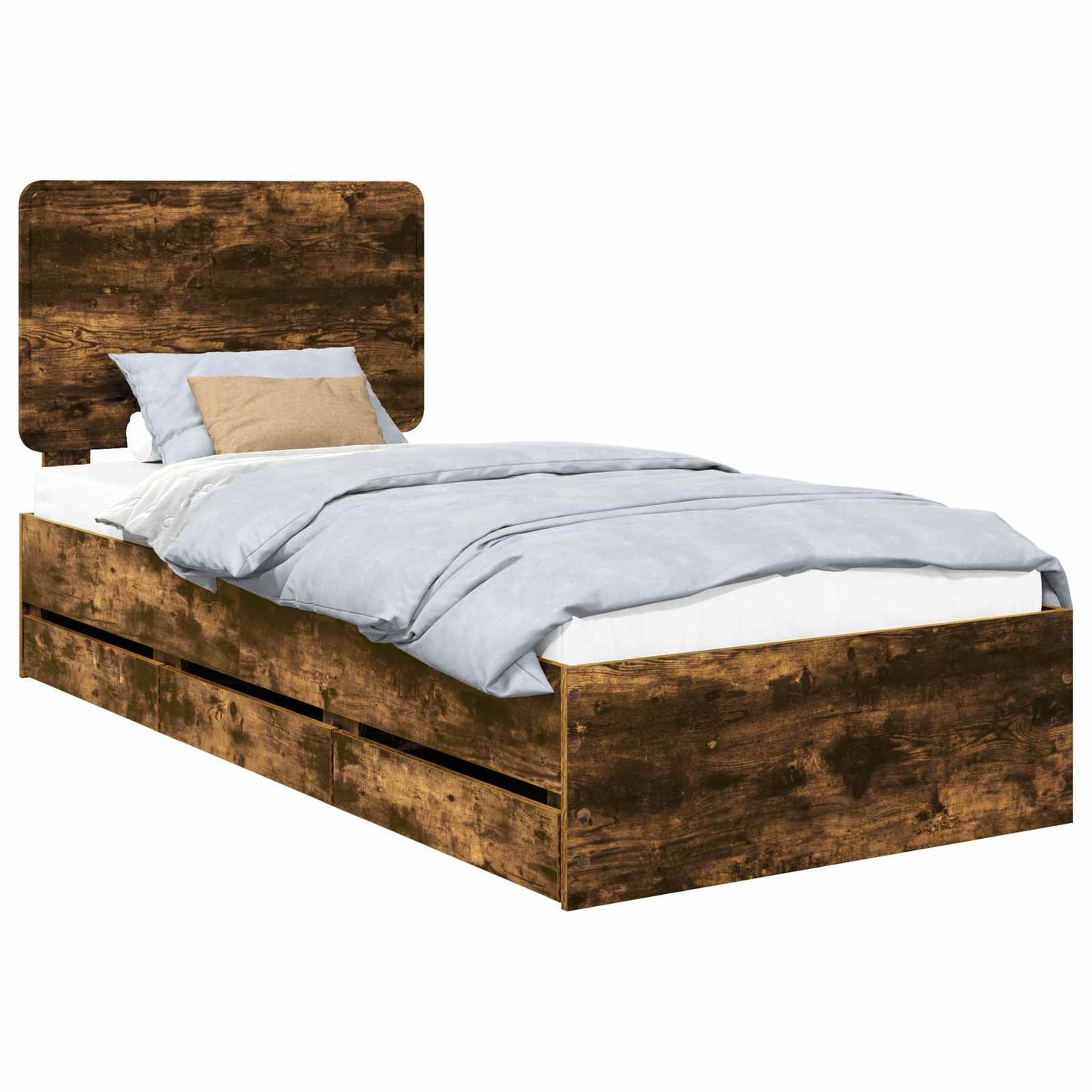 Bedframe met lade Gerookt eiken 75 x 190 cm Ingenieurshout is nu te koop bij PeponiXL, paradijselijk wonen!