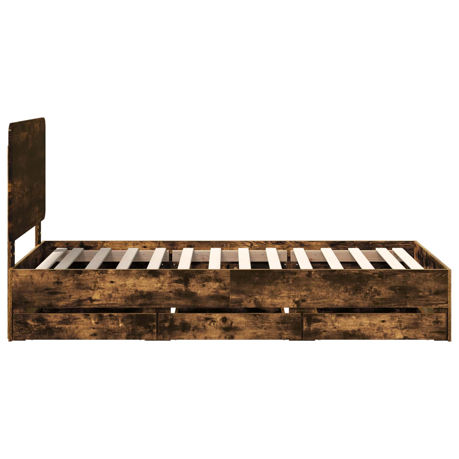 Bedframe met lade Gerookt eiken 75 x 190 cm Ingenieurshout is nu te koop bij PeponiXL, paradijselijk wonen!