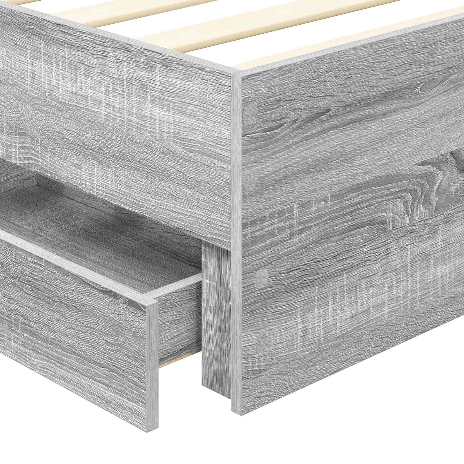 Bedframe met lade Grijs Sonoma 75 x 190 cm Ingenieurshout is nu te koop bij PeponiXL, paradijselijk wonen!