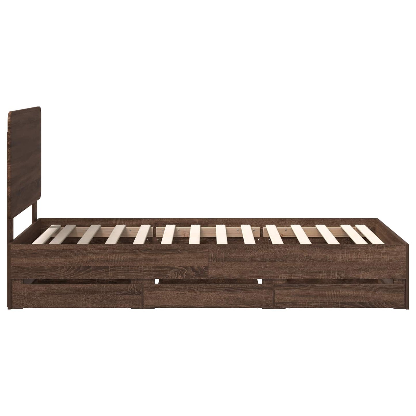 Bedframe met lade Bruin Eiken 75 x 190 cm Ingenieurshout is nu te koop bij PeponiXL, paradijselijk wonen!