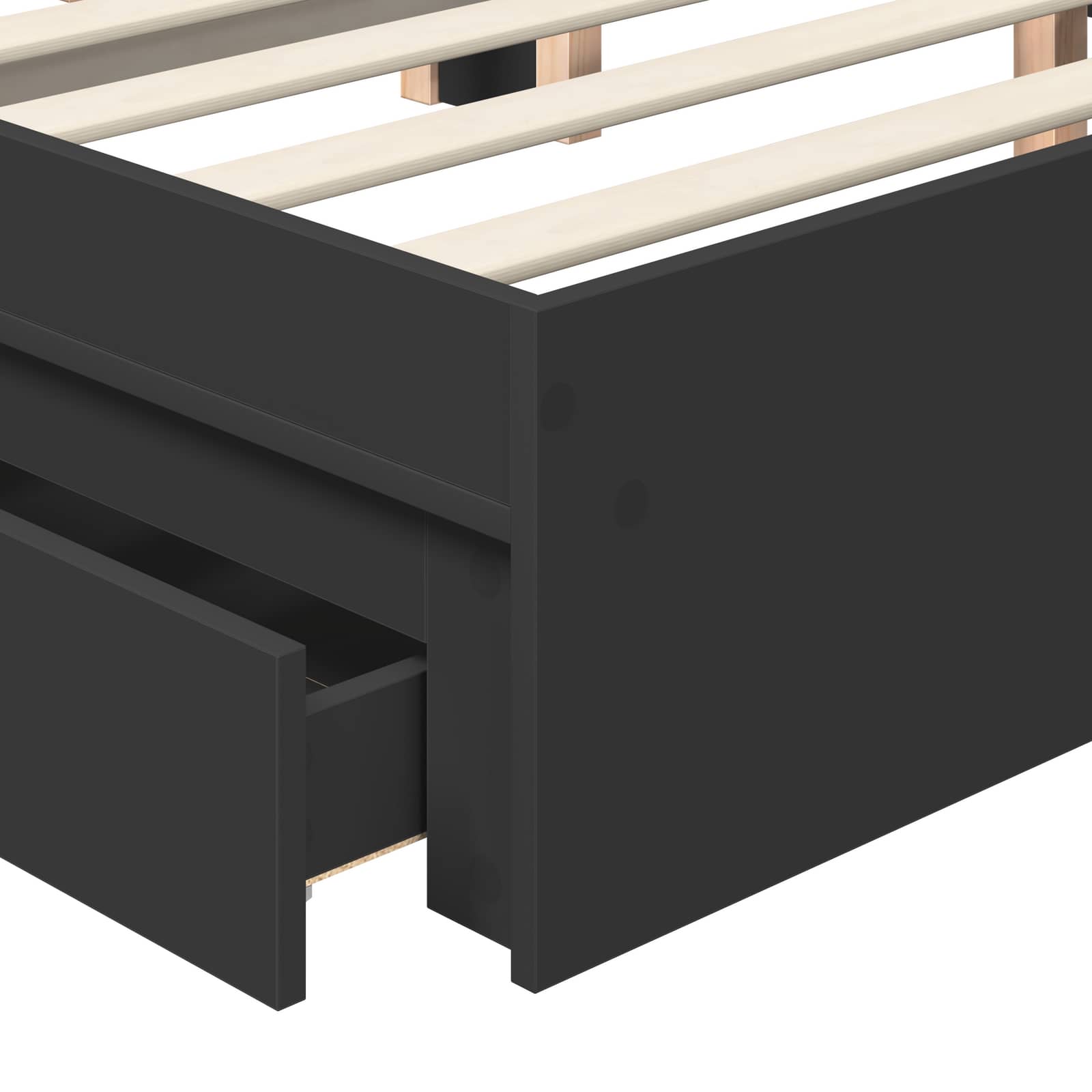 Opslag bed met hoofdeinde Zwart 200 x 200 cm Bewerkt hout is nu te koop bij PeponiXL, paradijselijk wonen!