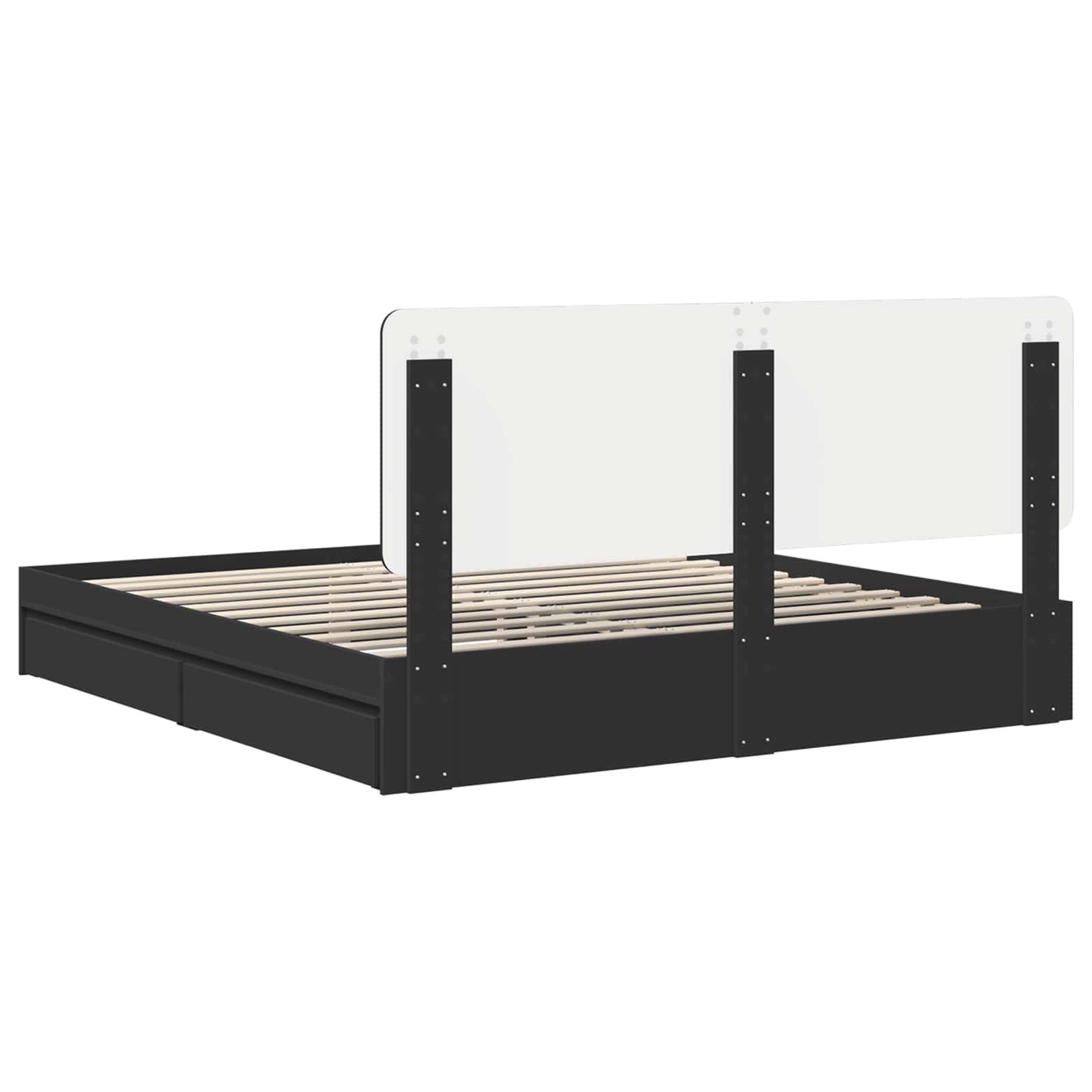 Opslag bed met hoofdeinde Zwart 200 x 200 cm Bewerkt hout is nu te koop bij PeponiXL, paradijselijk wonen!