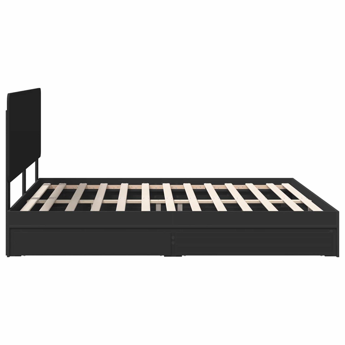Opslag bed met hoofdeinde Zwart 200 x 200 cm Bewerkt hout is nu te koop bij PeponiXL, paradijselijk wonen!