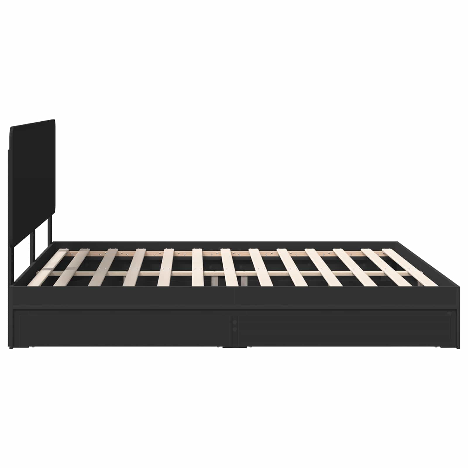 Opslag bed met hoofdeinde Zwart 200 x 200 cm Bewerkt hout is nu te koop bij PeponiXL, paradijselijk wonen!