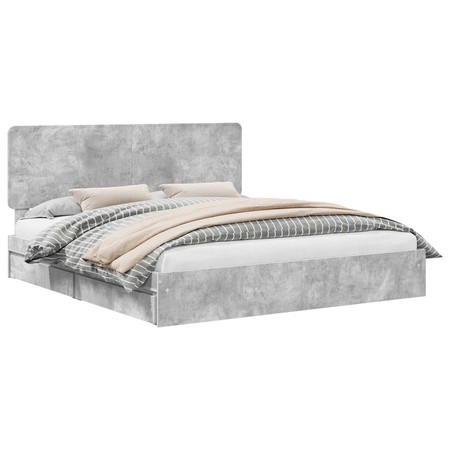 Opslag bed met hoofdeinde Beton Grijs 200 x 200 cm Bewerkt hout is nu te koop bij PeponiXL, paradijselijk wonen!
