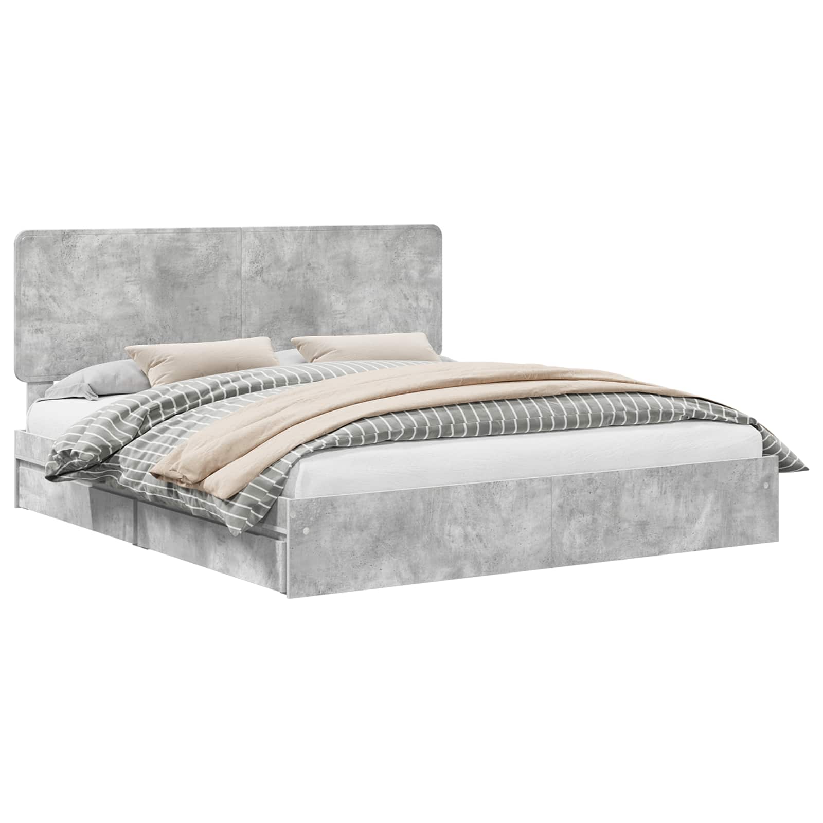 Opslag bed met hoofdeinde Beton Grijs 200 x 200 cm Bewerkt hout is nu te koop bij PeponiXL, paradijselijk wonen!