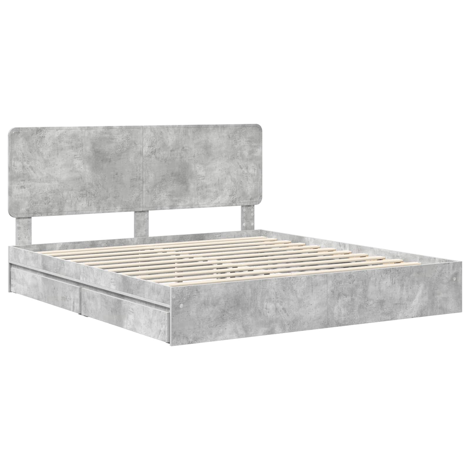 Opslag bed met hoofdeinde Beton Grijs 200 x 200 cm Bewerkt hout is nu te koop bij PeponiXL, paradijselijk wonen!
