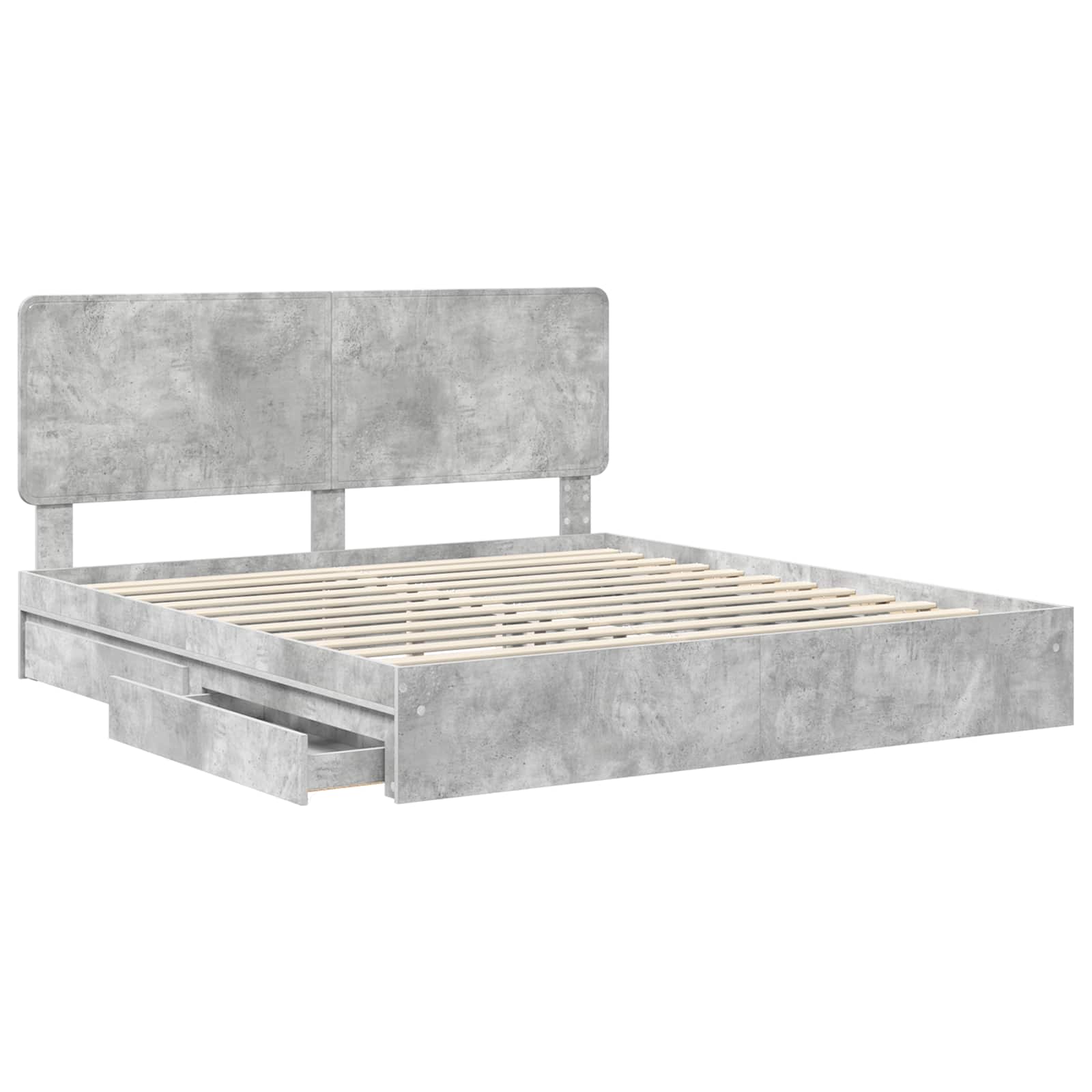 Opslag bed met hoofdeinde Beton Grijs 200 x 200 cm Bewerkt hout is nu te koop bij PeponiXL, paradijselijk wonen!