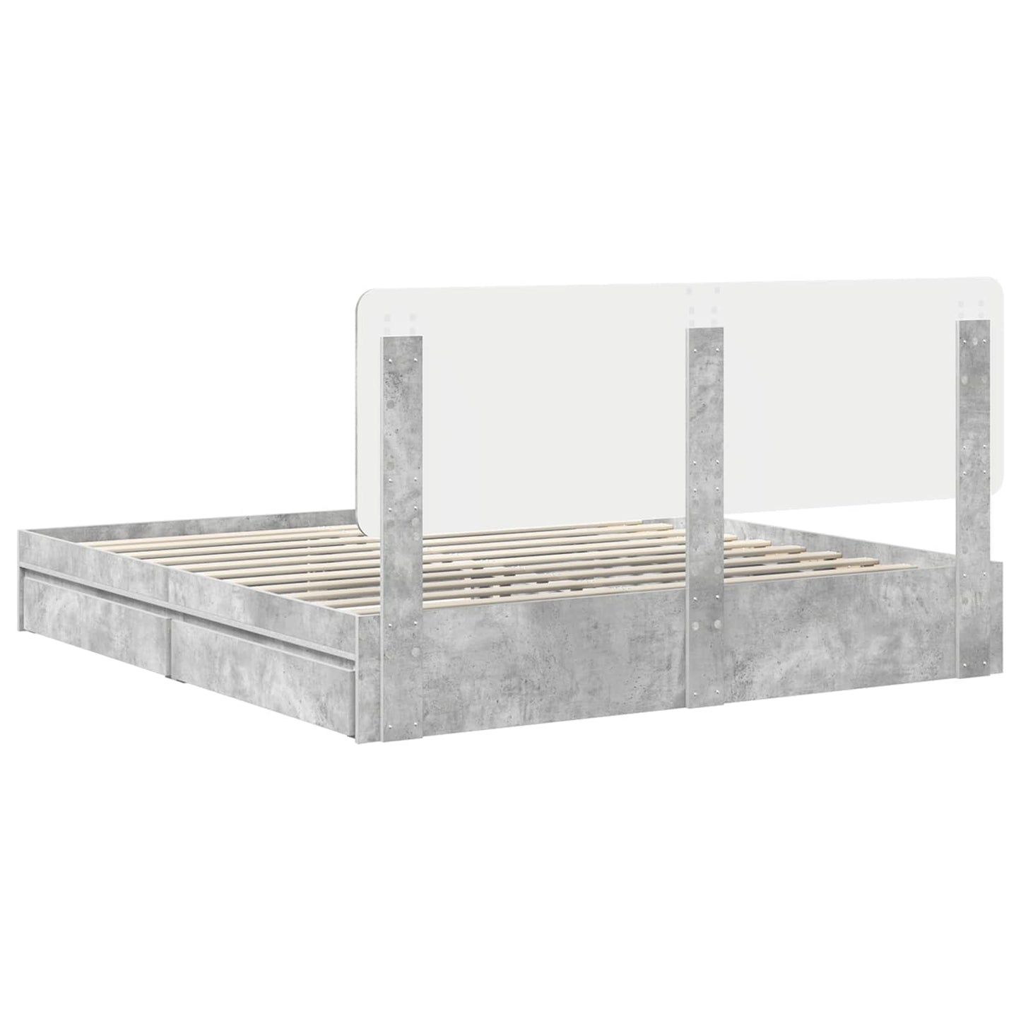 Opslag bed met hoofdeinde Beton Grijs 200 x 200 cm Bewerkt hout is nu te koop bij PeponiXL, paradijselijk wonen!