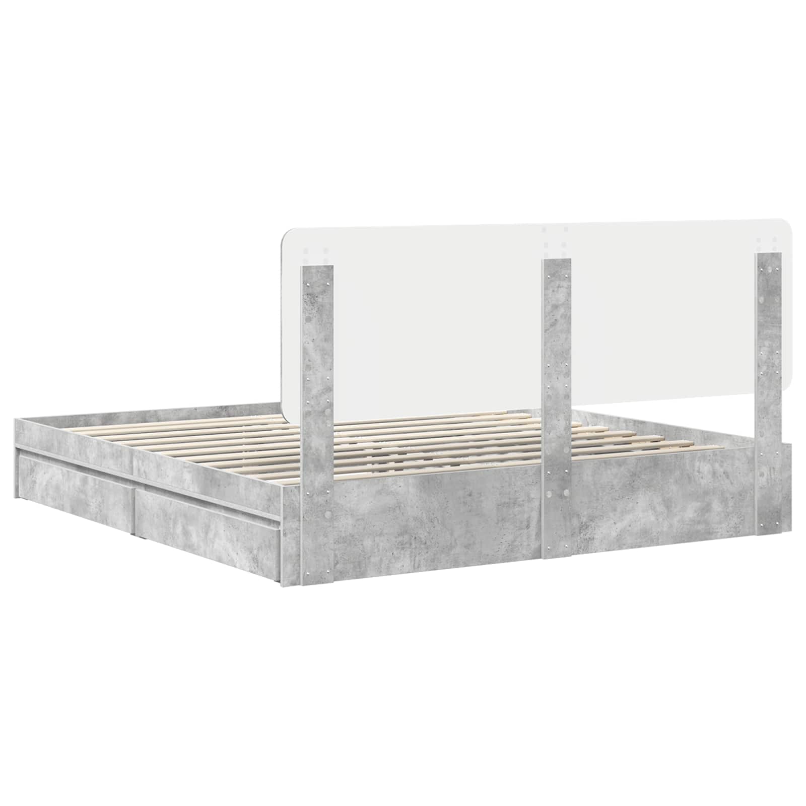 Opslag bed met hoofdeinde Beton Grijs 200 x 200 cm Bewerkt hout is nu te koop bij PeponiXL, paradijselijk wonen!