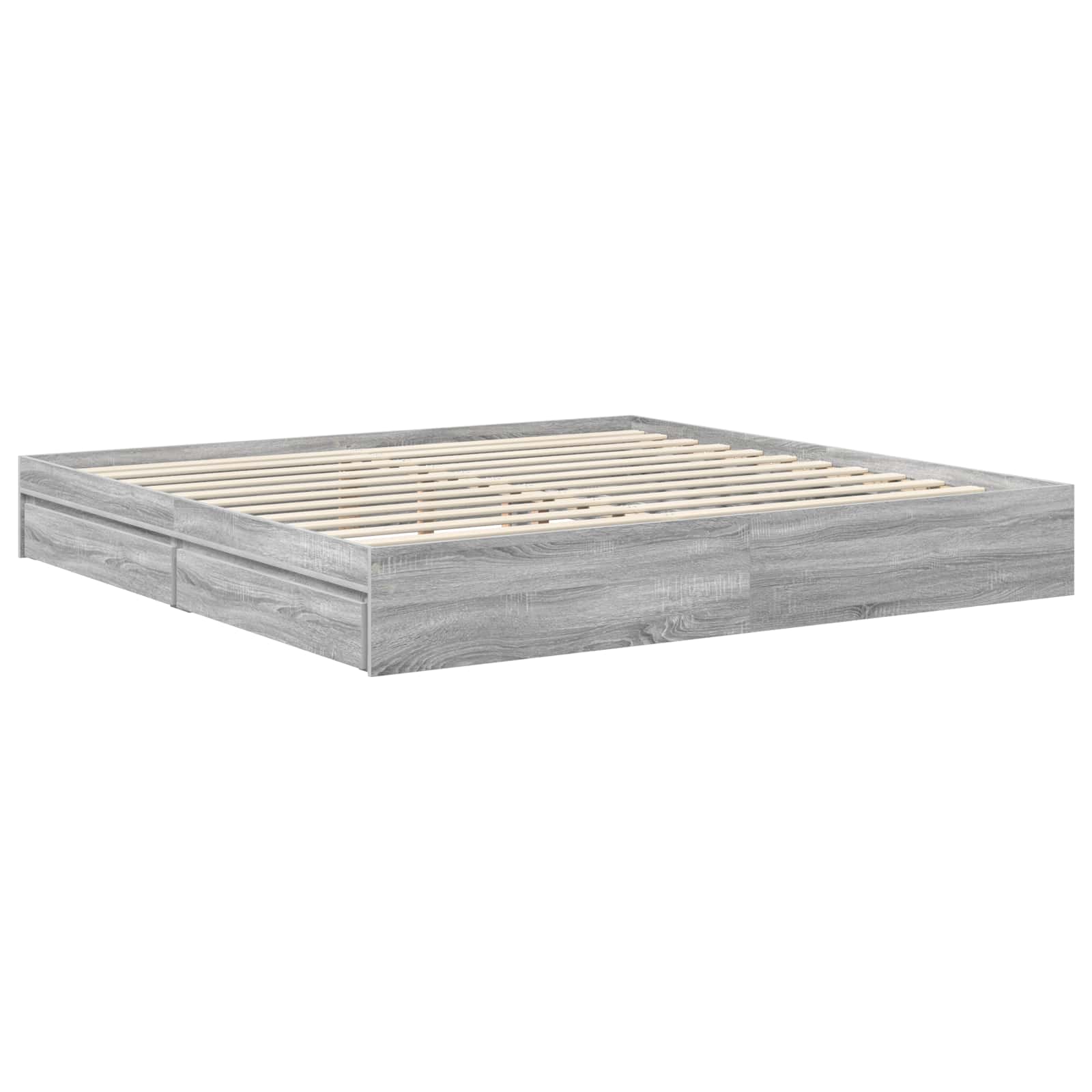 Opslag bed met lade Grijs Sonoma 200 x 200 cm Bewerkt hout is nu te koop bij PeponiXL, paradijselijk wonen!