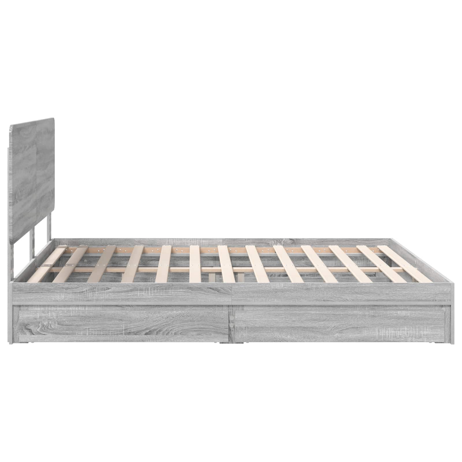 Opslag bed met lade Grijs Sonoma 200 x 200 cm Bewerkt hout is nu te koop bij PeponiXL, paradijselijk wonen!